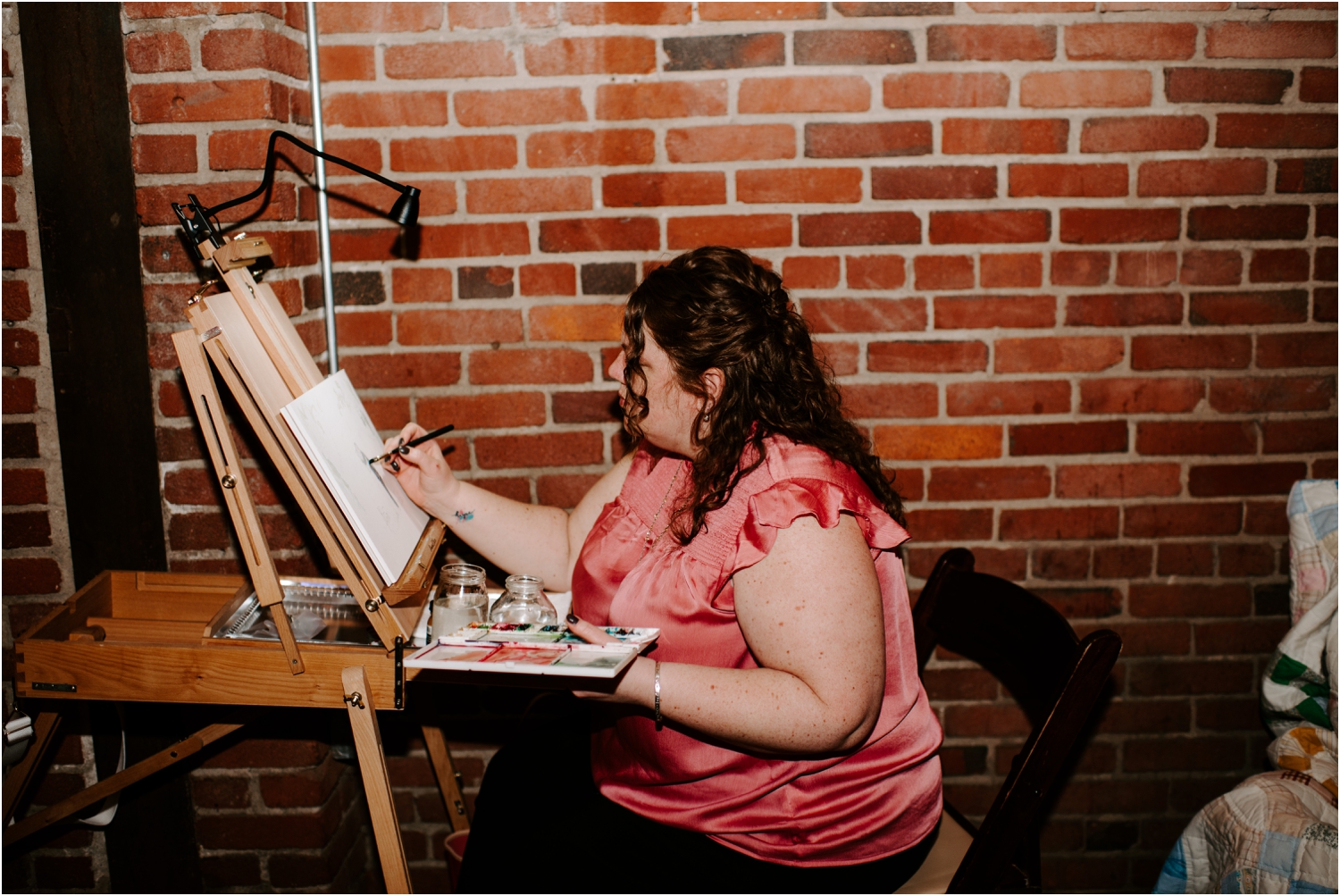live action watercolor at wedding