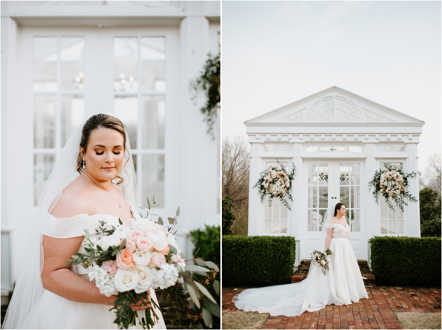 Bridal Portrait Greenhouse Heartwood Hall Wedding Memphis Tennessee