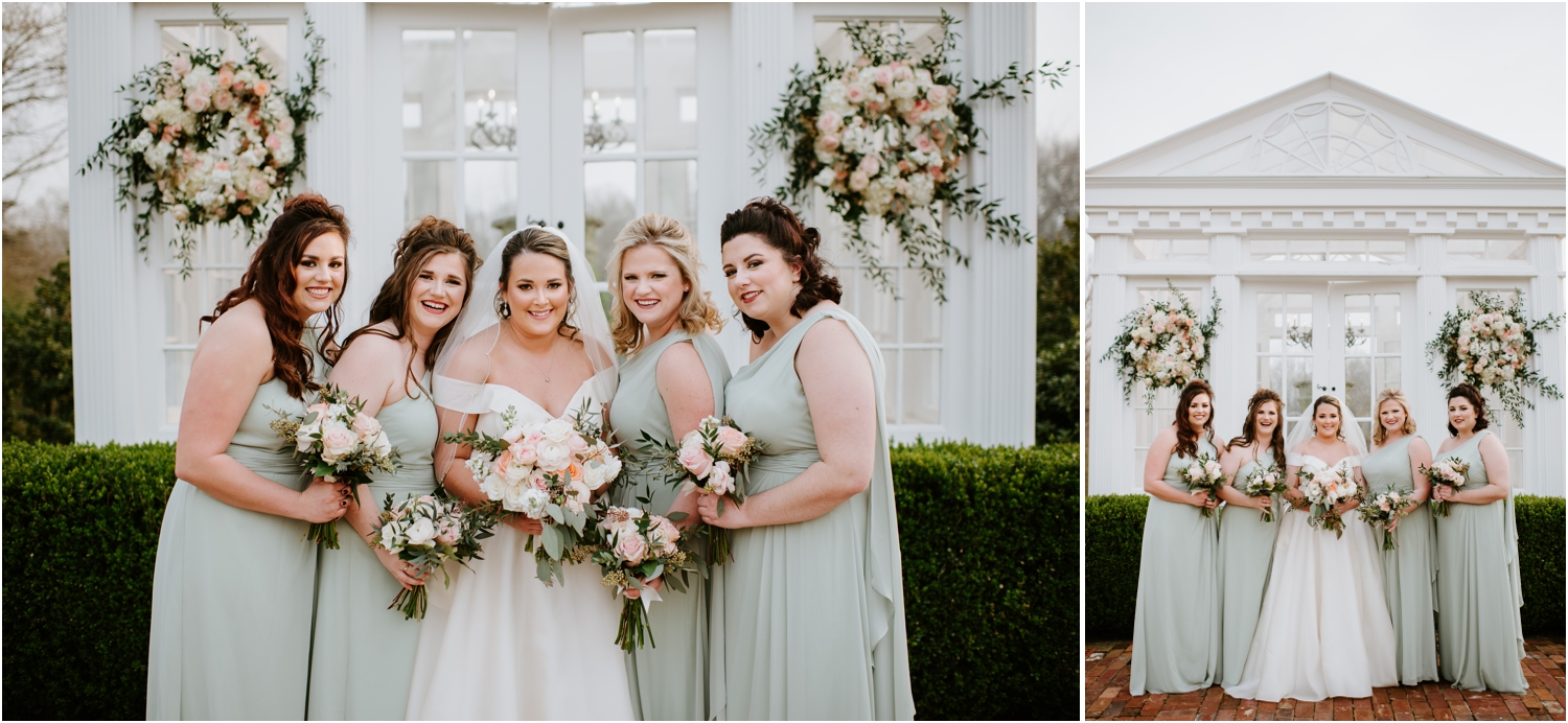 Mint Green Bridesmaids Dresses Neutral Florals Heartwood Hall Wedding Memphis