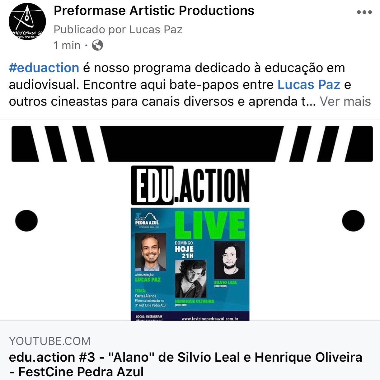 #eduaction &eacute; nosso programa dedicado &agrave; educa&ccedil;&atilde;o em audiovisual. Encontre aqui bate-papos entre Lucas Paz e outros cineastas para canais diversos e aprenda tudo sobre o mundo do cinema no Brasil e nos EUA.

Se gostou se ins