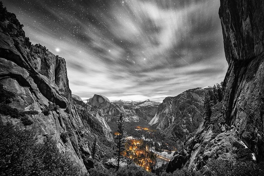 &ldquo;The Valley of Dreams&quot;

Yosemite. My first time amongst these guardian cliffs, these Earth giants. I climb with them, into the sky. A waterfall cascades over the cliff's edge, free falling into bliss. Its movement magic, given the snow and