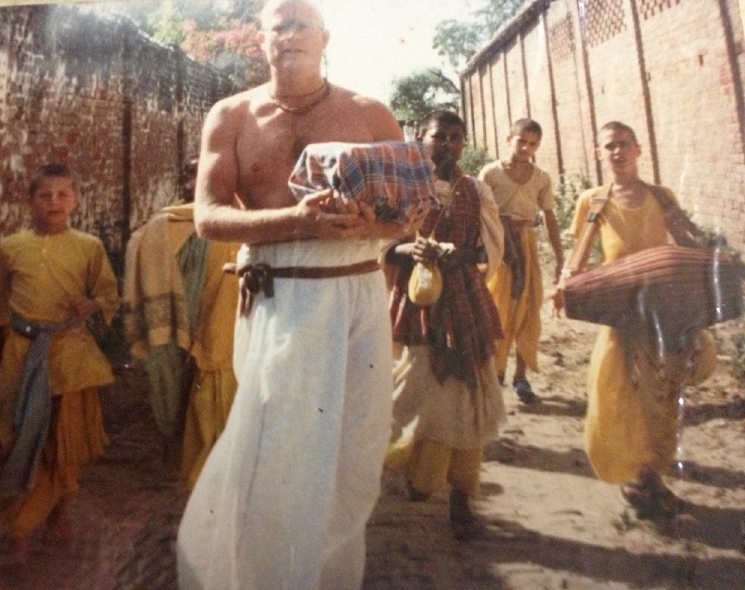 My Uncle Kesava carrying his father's ashes to the Yamuna River. India 1986