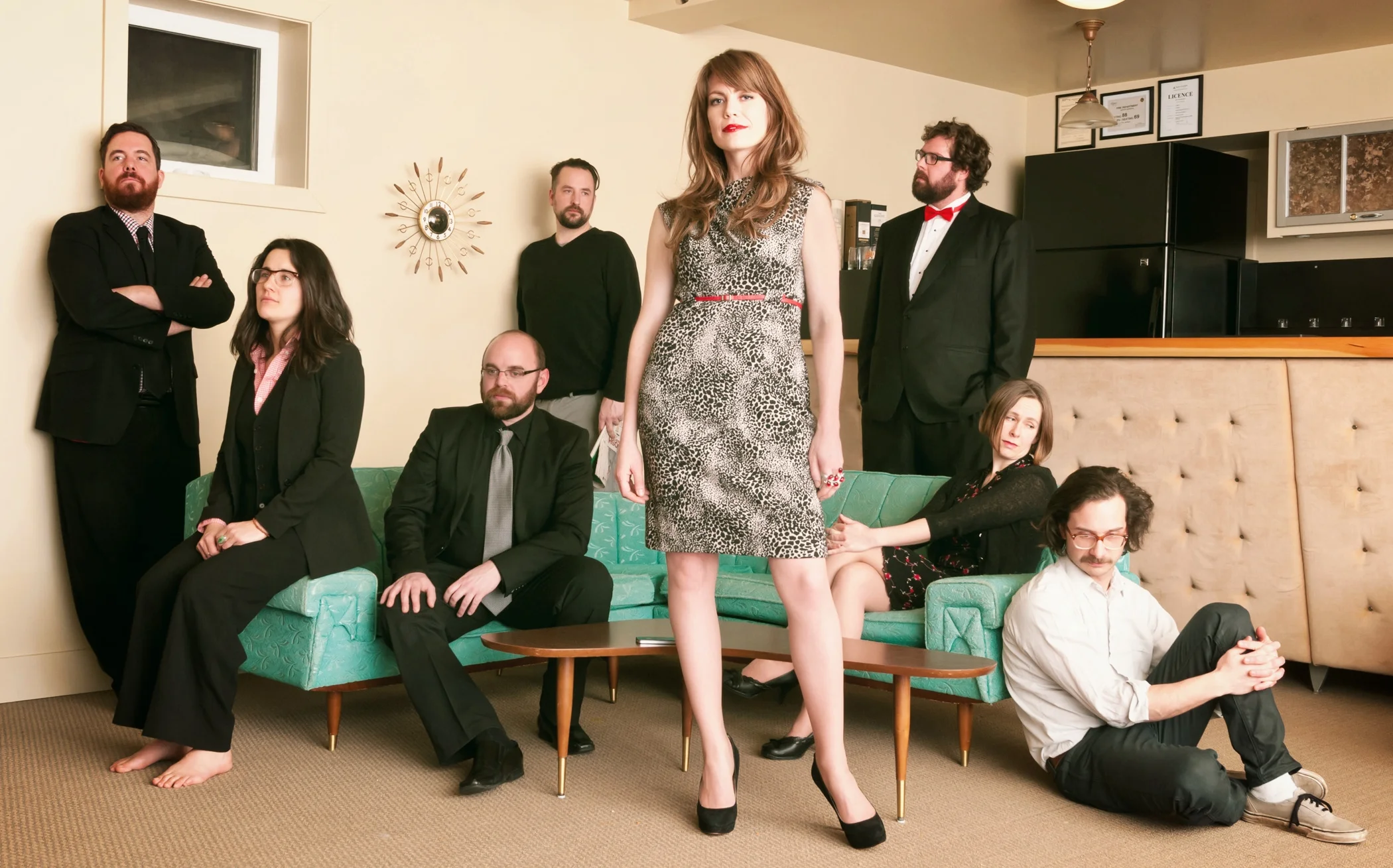 L to R: Karl Valiaho (sax), Elizabeth Curry (bass), Jeremy Sauer (keys), Tyler Hammer (drums), moi, Cheney Lambert (trumpet), Anna Rose (vocals), Chris Sleightholm (electric guitar).