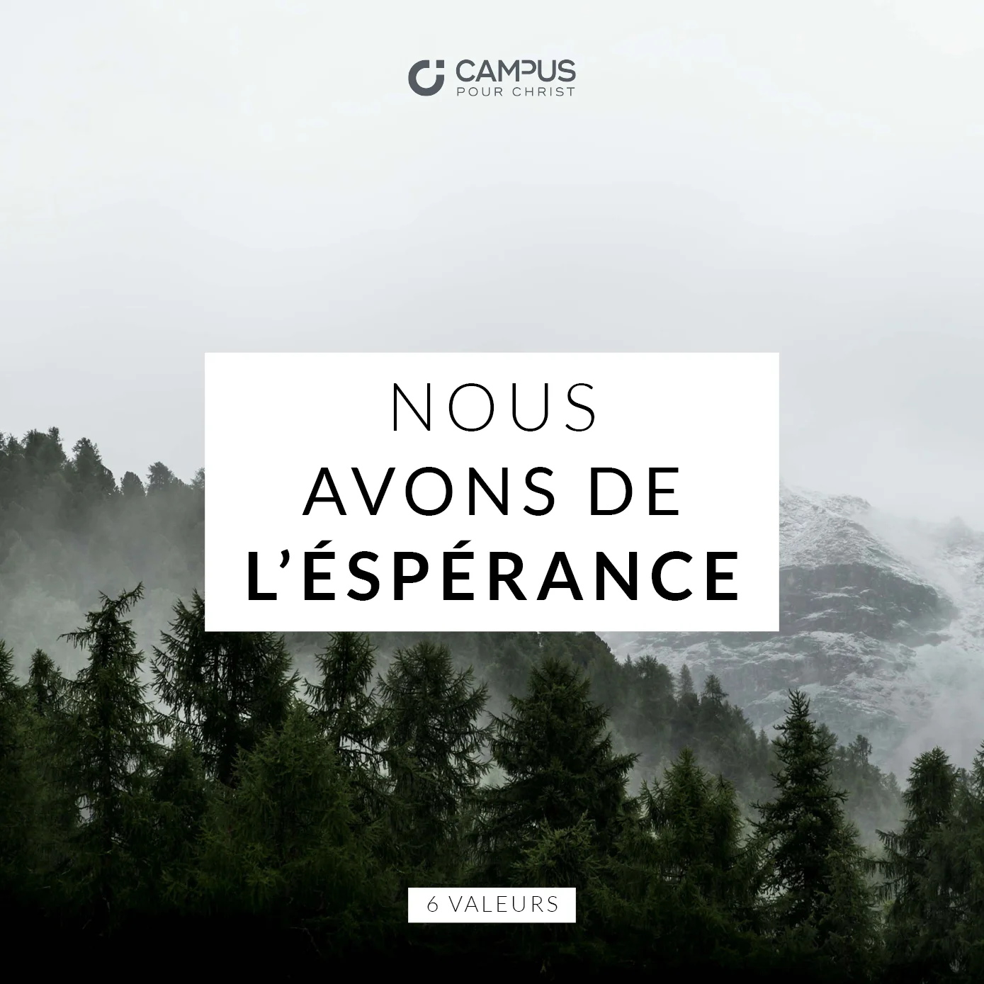  Nous croyons, parlons et agissons en tant que personnes qui reçoivent de Dieu courage et espérance. Nous encourageons le monde à croire que Dieu a des projets pour l'avenir et qu'avec Lui, il y a toujours un chemin vers la vie. 