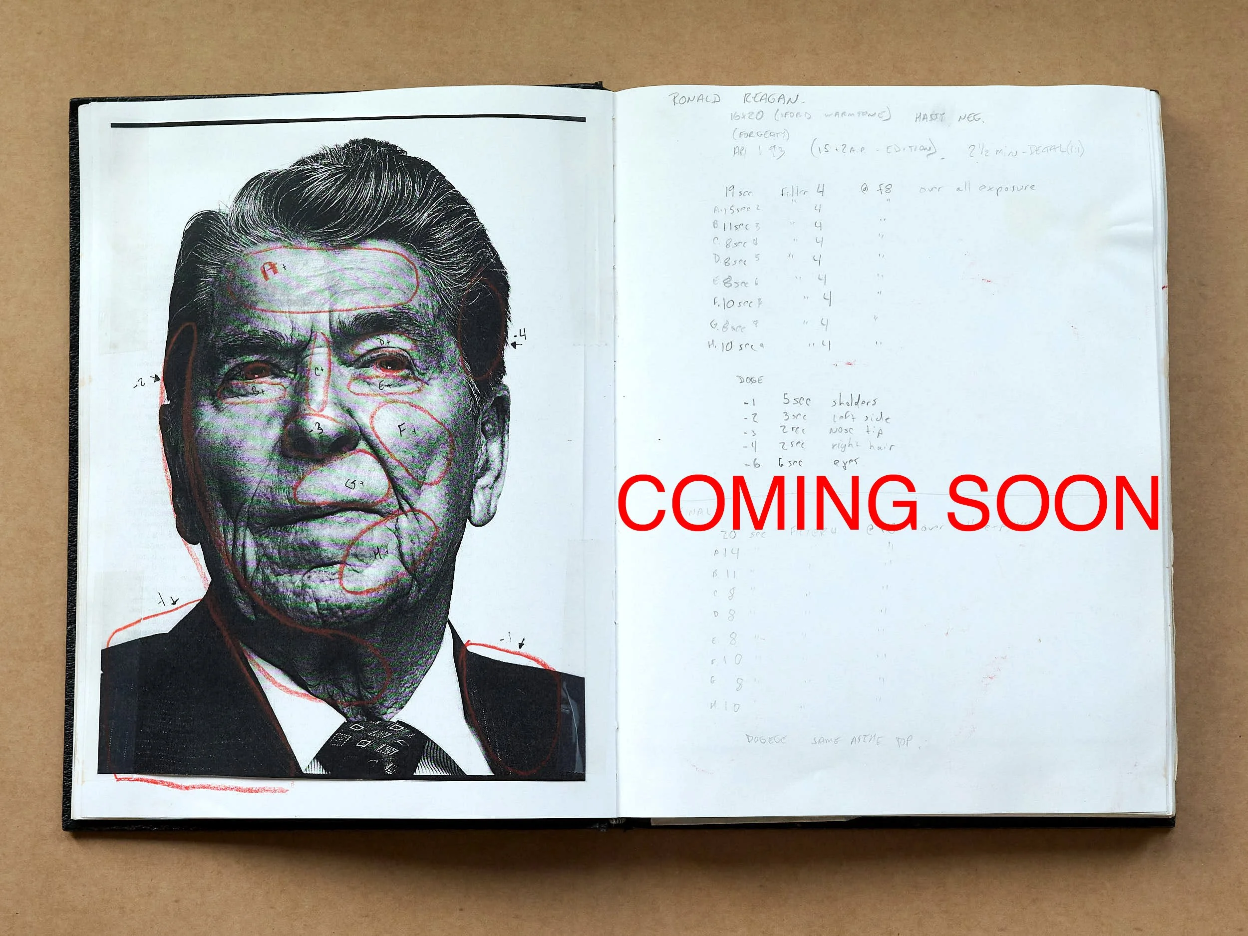 Richard Avedon Ronald Reagan Portrait – Darkroom Print Notes (Coming Soon Book)