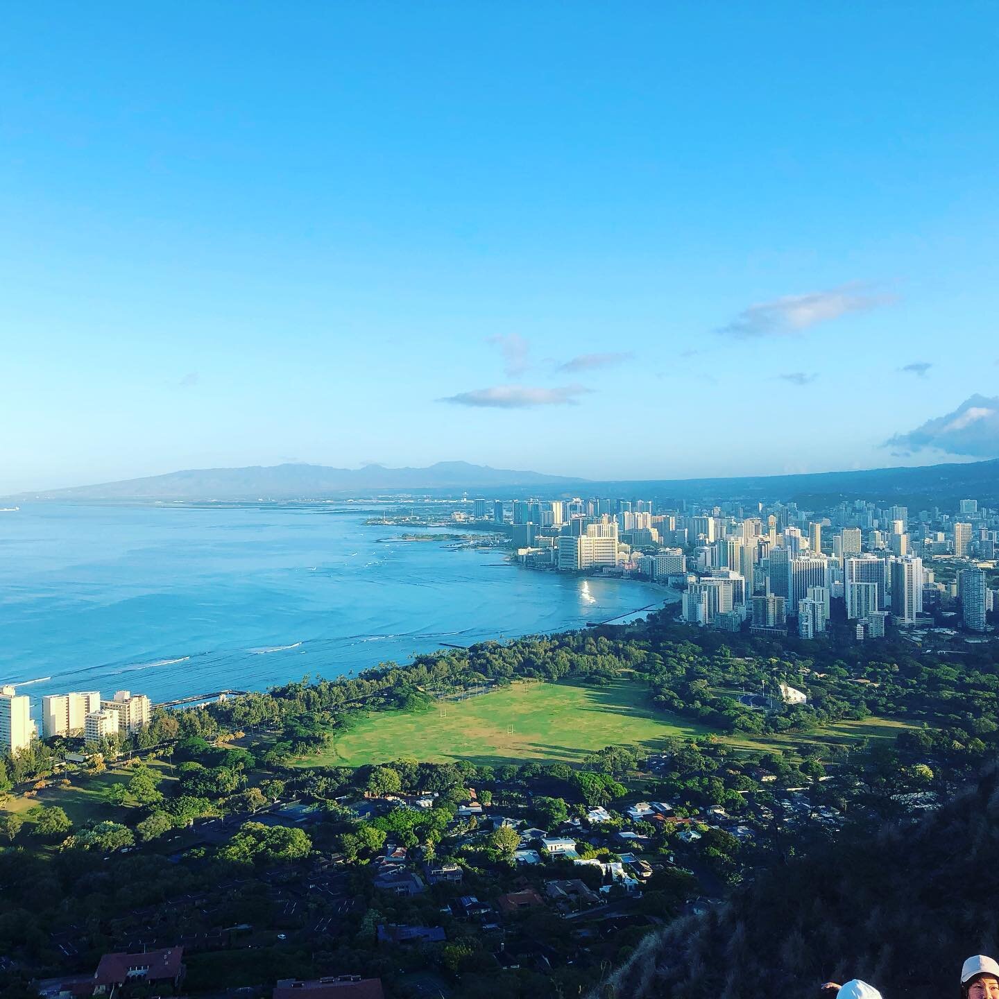 Amazing view of Waikiki from the top of the Diamond crater Trail. Getting up early was worth it! #Hawaii #hiking #waikiki #diamondheadhike