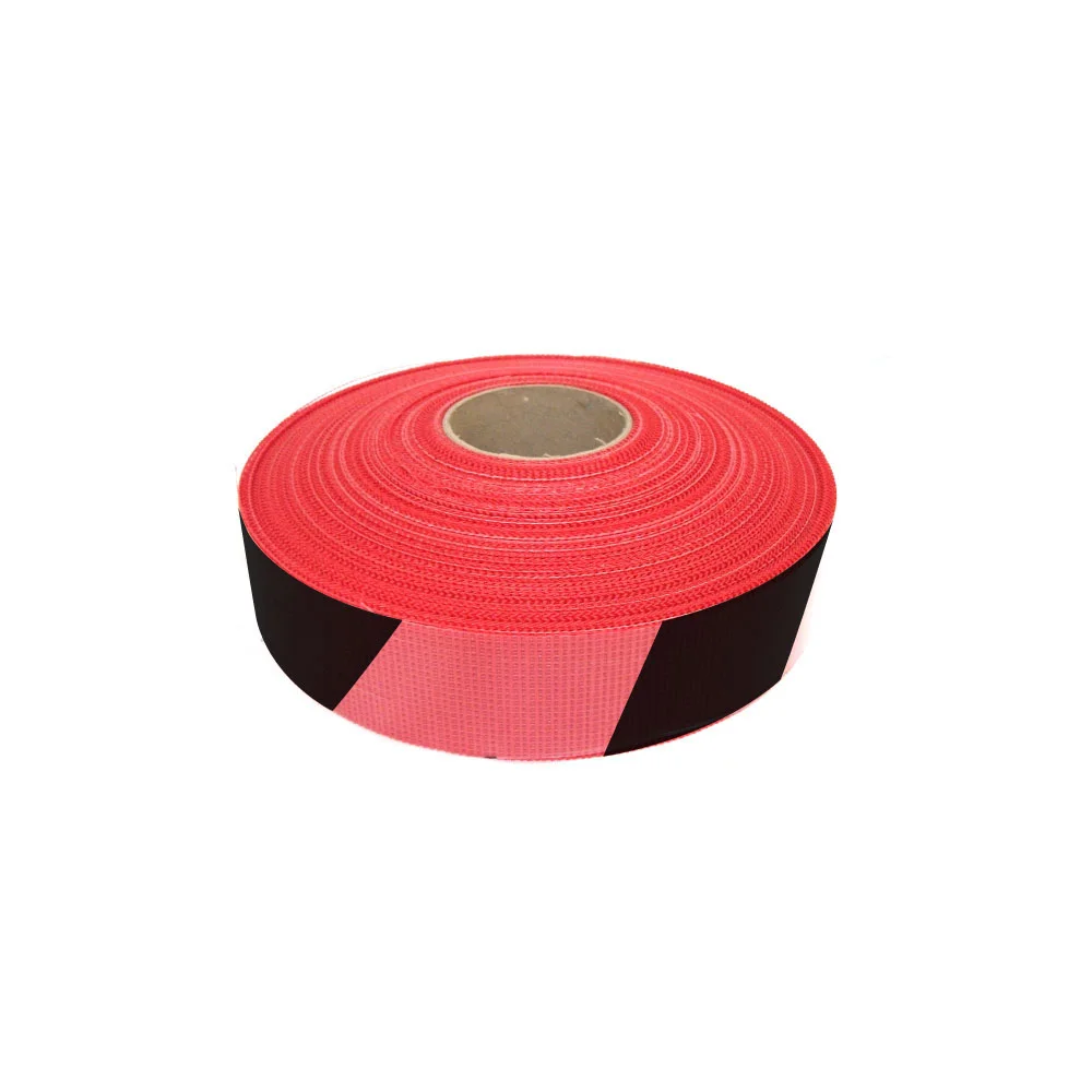 Ruban treillis pvc 150' rouge hachuré avec impression