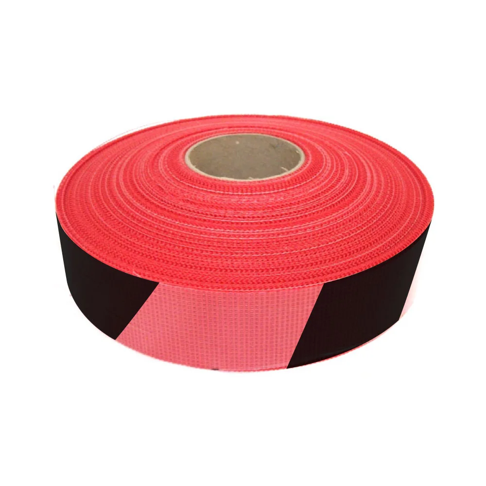 Ruban treillis pvc 300' rouge hachuré avec impression