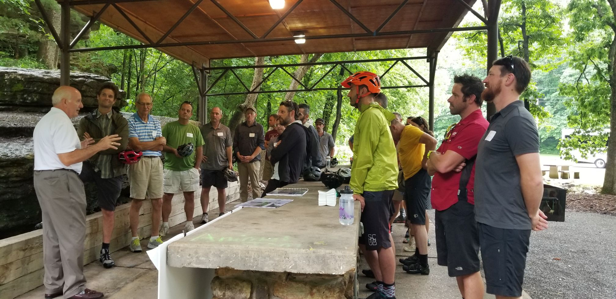 Mayor Peter Christie of Bella Vista, AR discussing trails during a recent study tour.