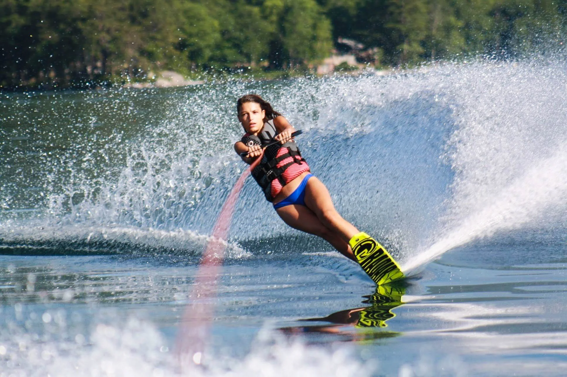 slalom waterskiing girl summer camp
