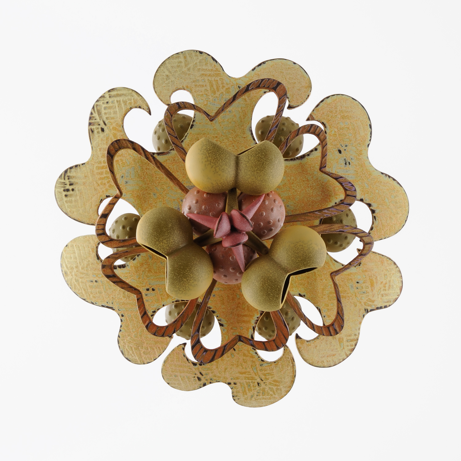 Rosette Brooch 40-16  |  2016  |  bronze, acrylic lacquer  |  3.75 x 3.75 x 1.5 inches
