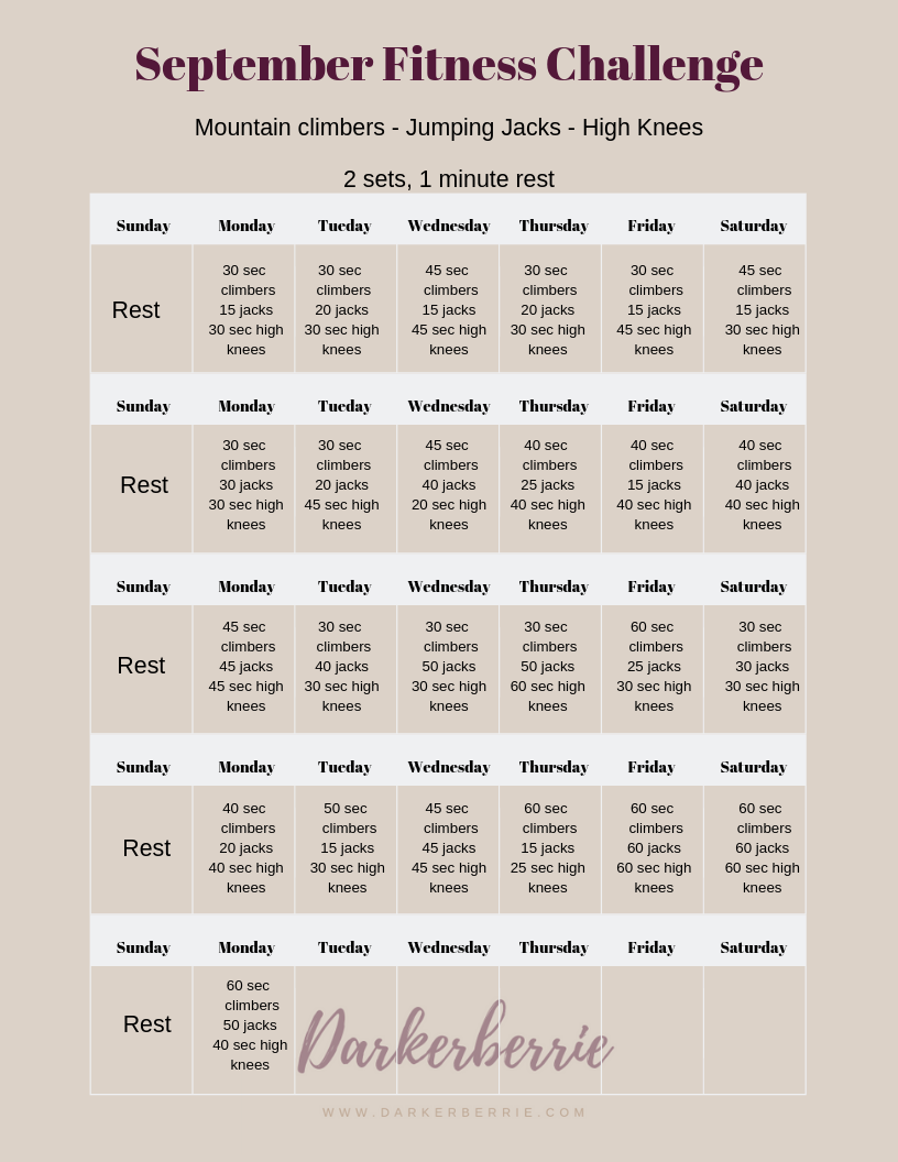 September Exercise September Fitness Challenge