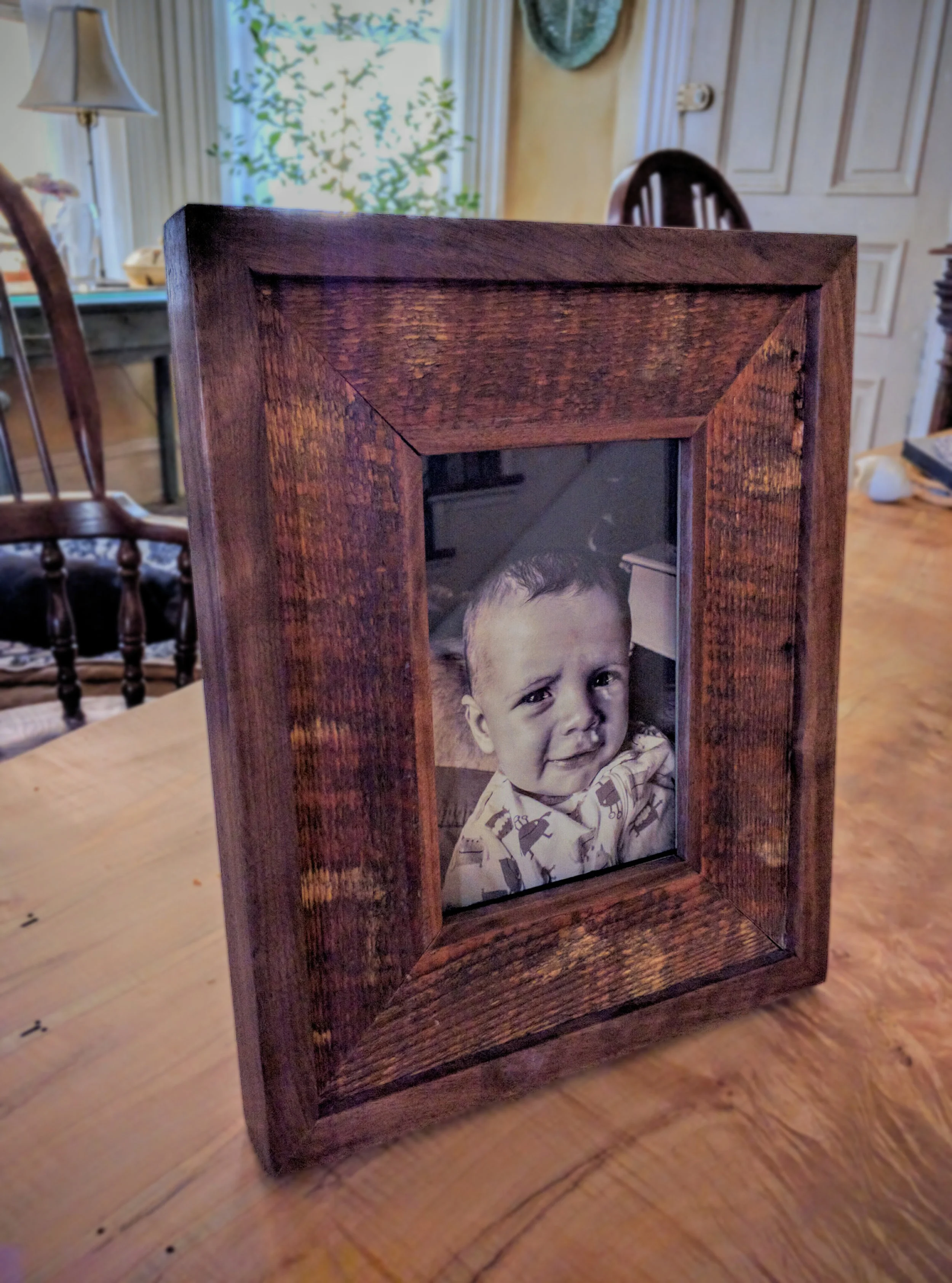 Rustic Frame $175 Shown in Walnut and Reclaimed Spruce Fits 4"x6" Photograph.