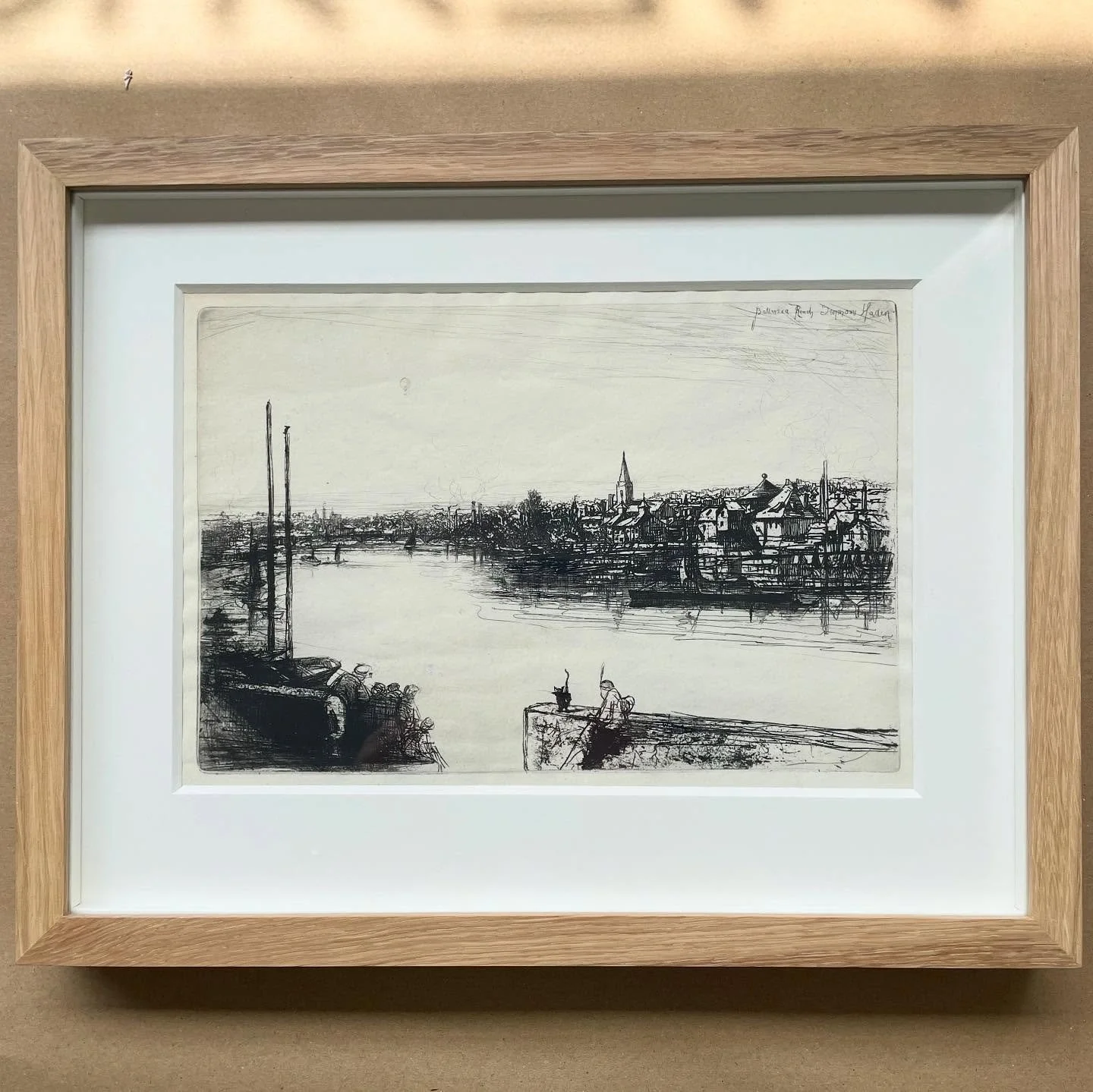 Whistler&rsquo;s Window by Seymour Haden. An etching from 1863 looking across the Thames from Chelsea towards Battersea Reach.

Framed in a simple oak frame with extra thick window mount and 6mm slips.

#frameworkframing #whistler&rsquo;swindow #seym