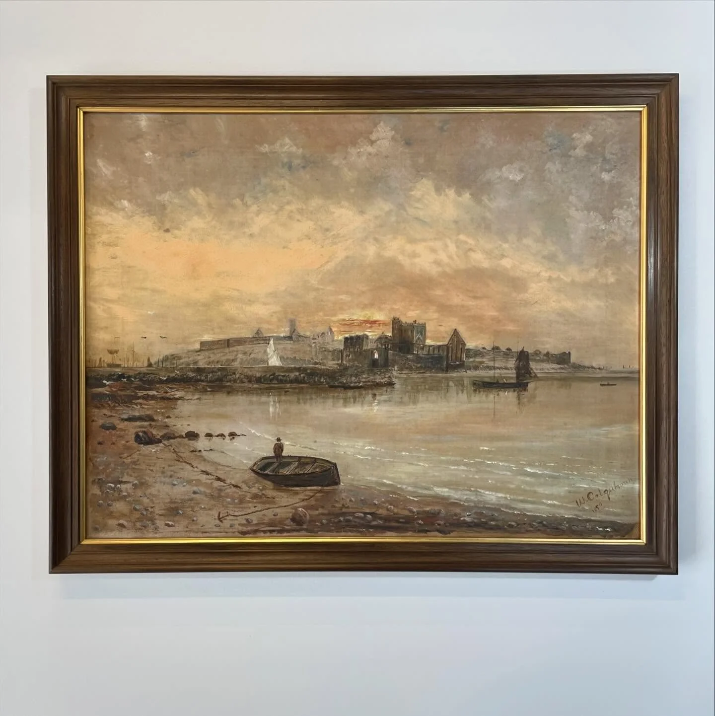 This painting from 1890 had been hung on a customer&rsquo;s wall since they were a child and was framed in a 70&rsquo;s white moulding. 
After taking it to @rebekahsrestoration for some tlc, we had the privilege of reframing it. We decided to use a s