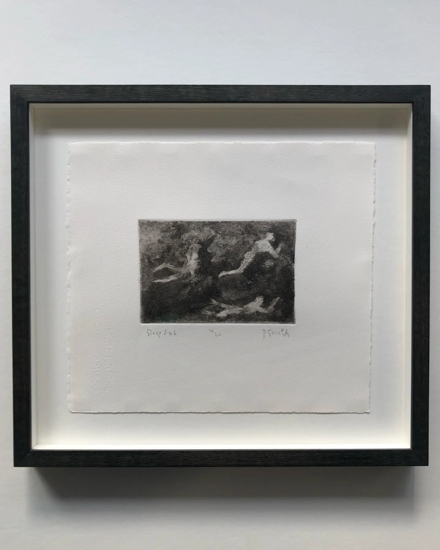 Peter Freeth, Deep End. Beautiful aquatint framed in a beech wood with bespoke charcoal finish to match. Simple but effective! 🙌

@royalacademyarts 

#frameworkframing #peterfreeth #summershow #royalacademy #bespokeframes #handfinished #boxframe