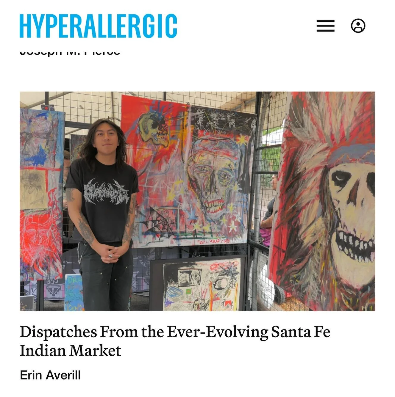 The next generation of smart arts writers strikes again. Great! #santafeindianmarket. &ldquo;Hiro Cash (Din&eacute;), a painter from Gallup, New Mexico, and a student at the Institute for American Indian Arts (IAIA) in Santa Fe, presented a series of