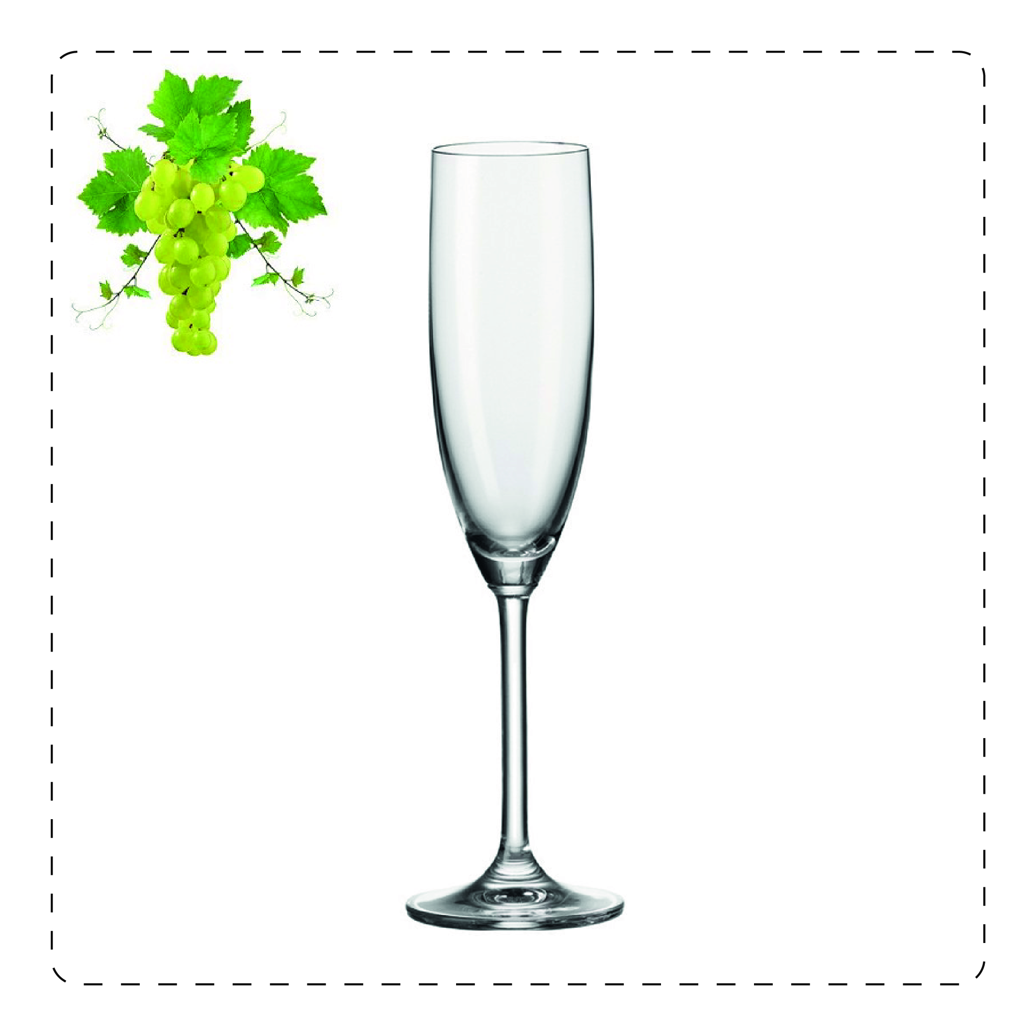 FLÛTE Utilizzato per spumanti giovani e vini frizzanti, la flûte è un bicchiere a gambo lungo e di forma allungata che limita il contatto della mano col vino, in modo da evitare che il contenuto si scaldi.