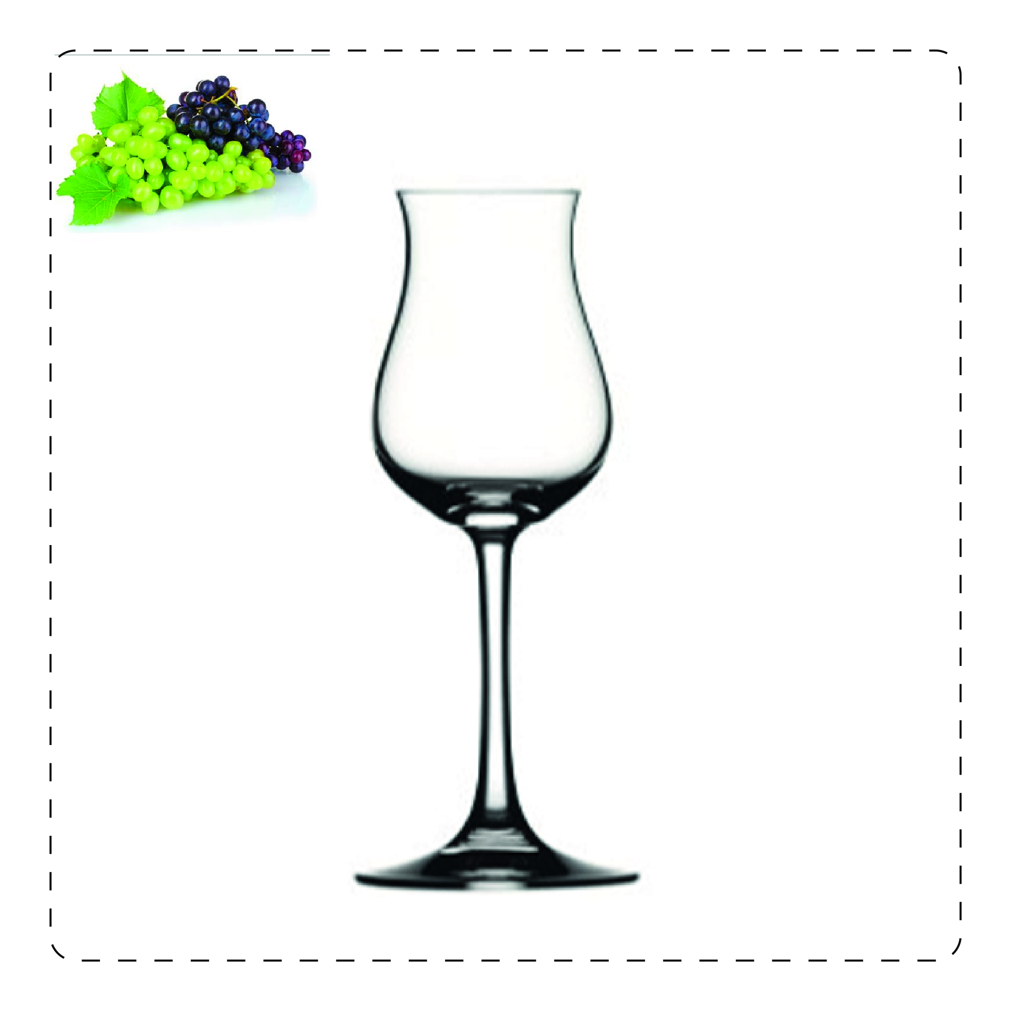 TULIPANO PICCOLO Questo bicchiere a stelo è adatto anche per i vini passiti e per le vendemmie tardive; prende il nome proprio dalla sua forma che ricorda, appunto, un tulipano: la parte più alta, più stretta serve a racchiudere gli aromi volatili e a farli scoprire pian piano all'olfatto.