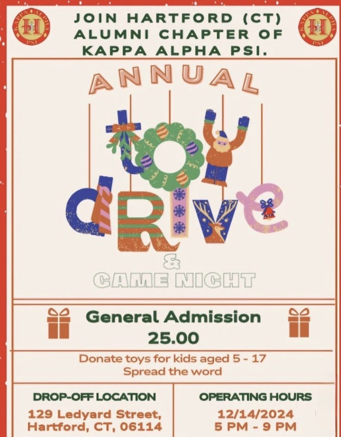 Hartford Alumni Annual Toy Drive and Game Night