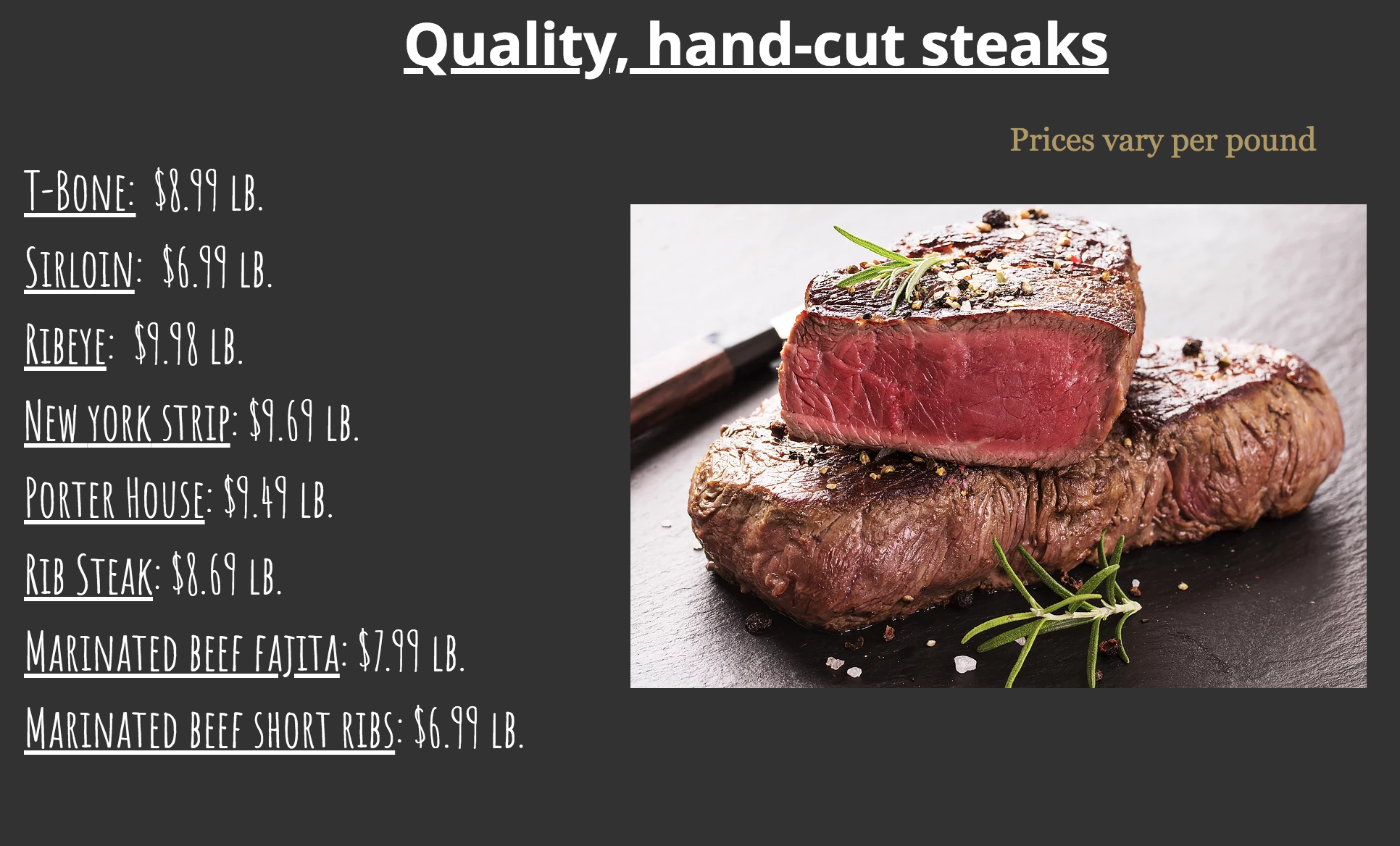 Craft beef prices!