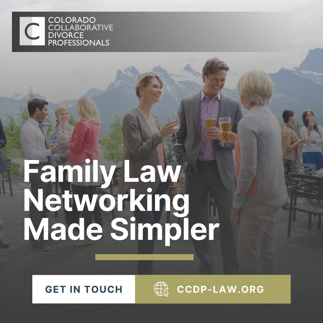 You don&rsquo;t need a courtroom to build great professional relationships. Join CCDP and connect with others who value collaboration and better outcomes for families 👥

#CollaborativeProfessionals #Colorado #LegalCommunity #FamilyLaw #Networking #B