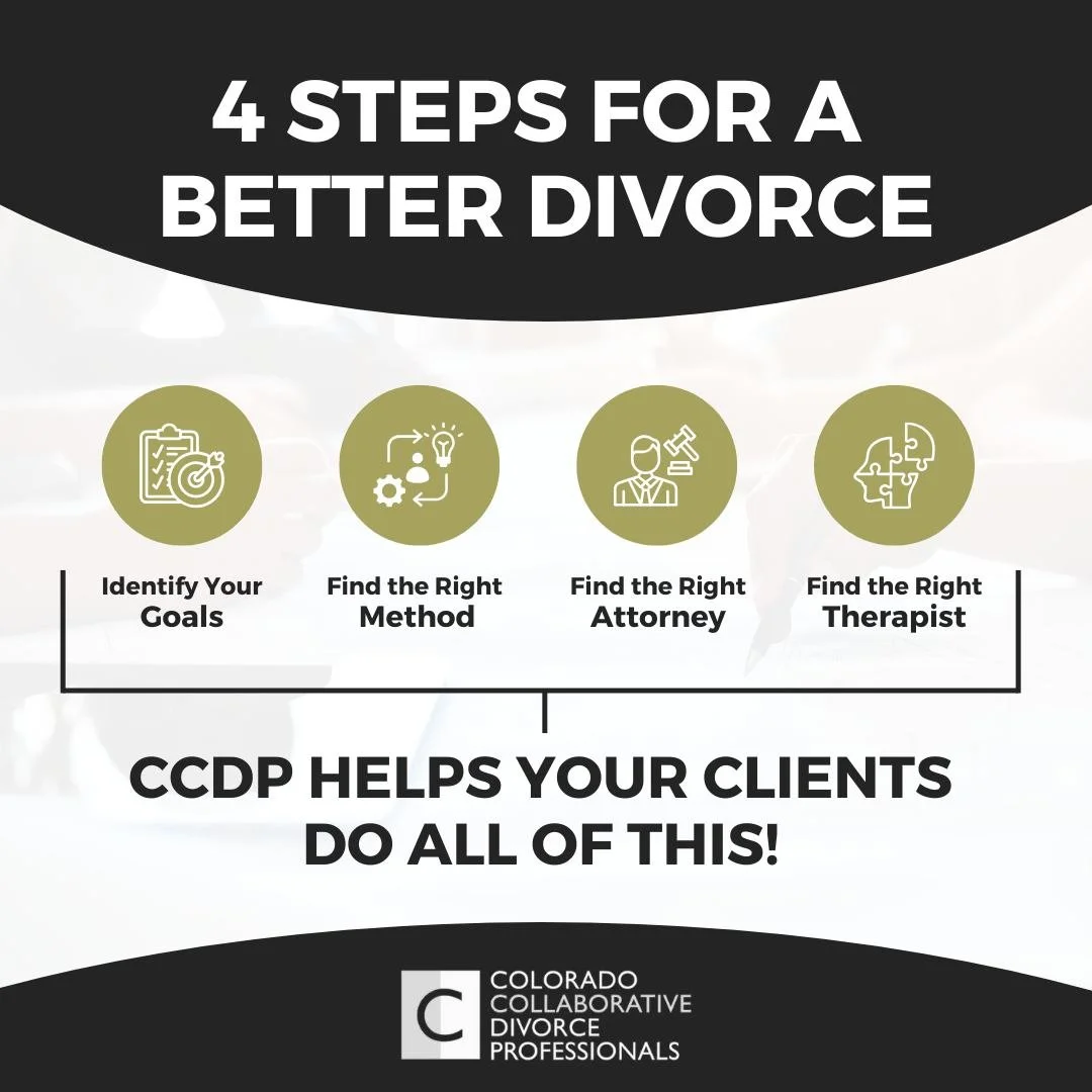 CCDP is more than relationships with other professionals; our top priority is educating our community on collaboration and bettering outcomes for families going through divorce.

#CollaborativeDivorce #FamilyLaw #DivorceProfessionals #JoinCCDP #Bette