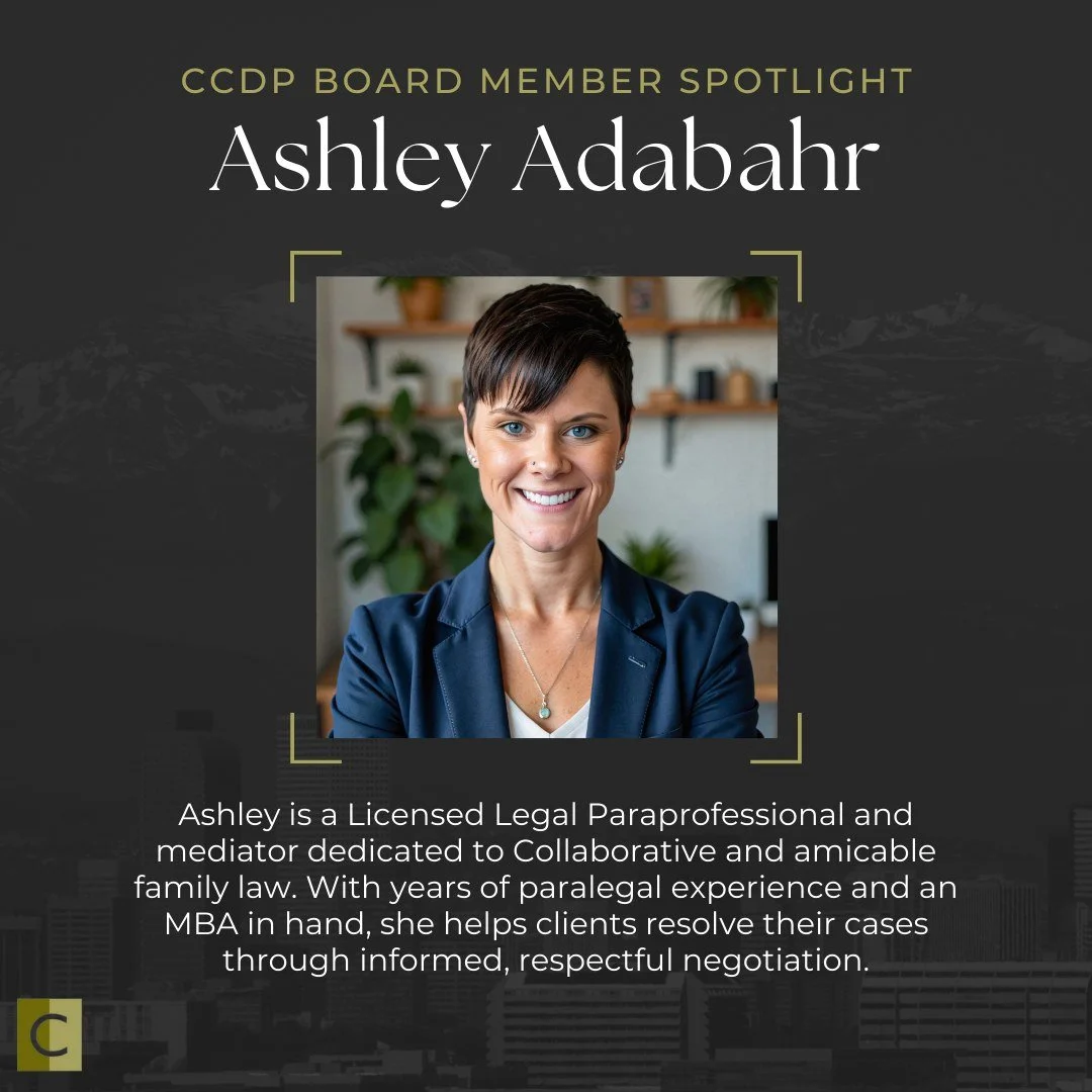 Please join us in welcoming Ashley to the CCDP Board of Directors. We&rsquo;re proud to have her join the CCDP Board of Directors and bring her insight and passion for cooperative family law to our leadership team.
