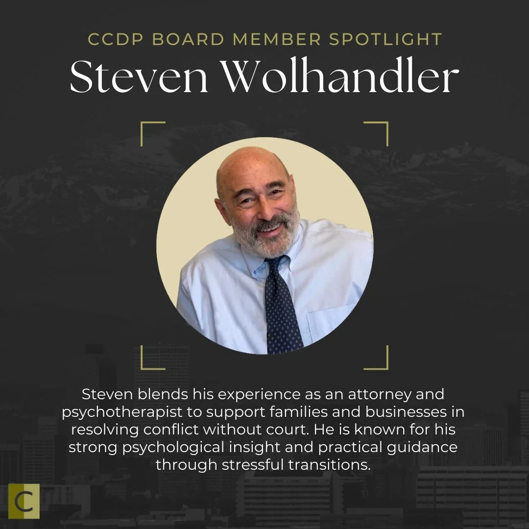 Spotlighting another board member this year- Steven Wolhandler, JD, MA, LPC. His deep understanding of both law and psychology strengthens our mission of supporting families through difficult transitions!
