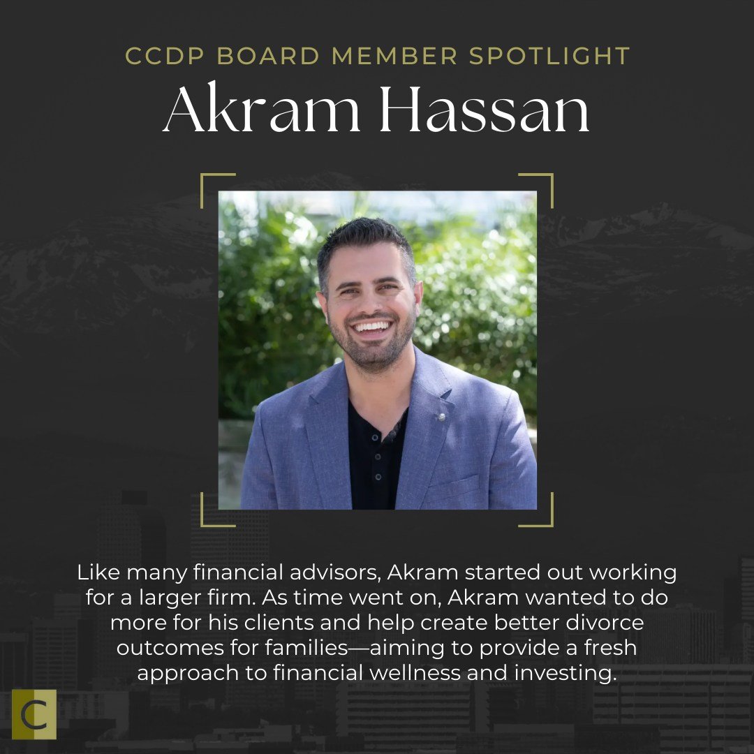 Spotlighting another CCDP board member, Akram Hassan, CDFA.

Akram brings a thoughtful, client-centered approach to financial planning and is committed to collaborating with fellow professionals to support families through one of the most stressful c