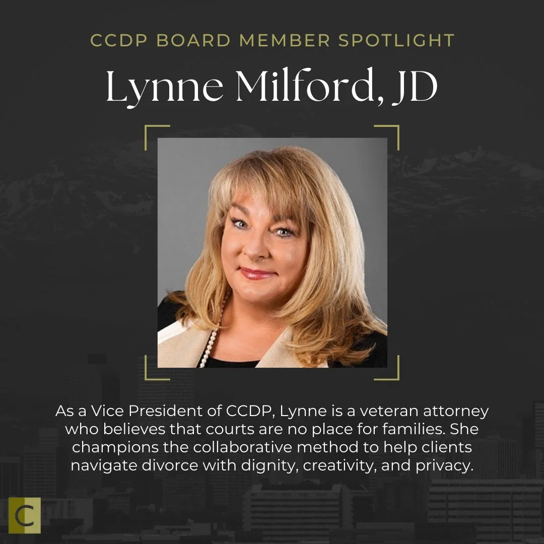 Say hello to Lynne Milford, JD, a Vice President of the CCDP Board! A veteran attorney, she empowers clients to navigate divorce with dignity and maintain control over the outcome.