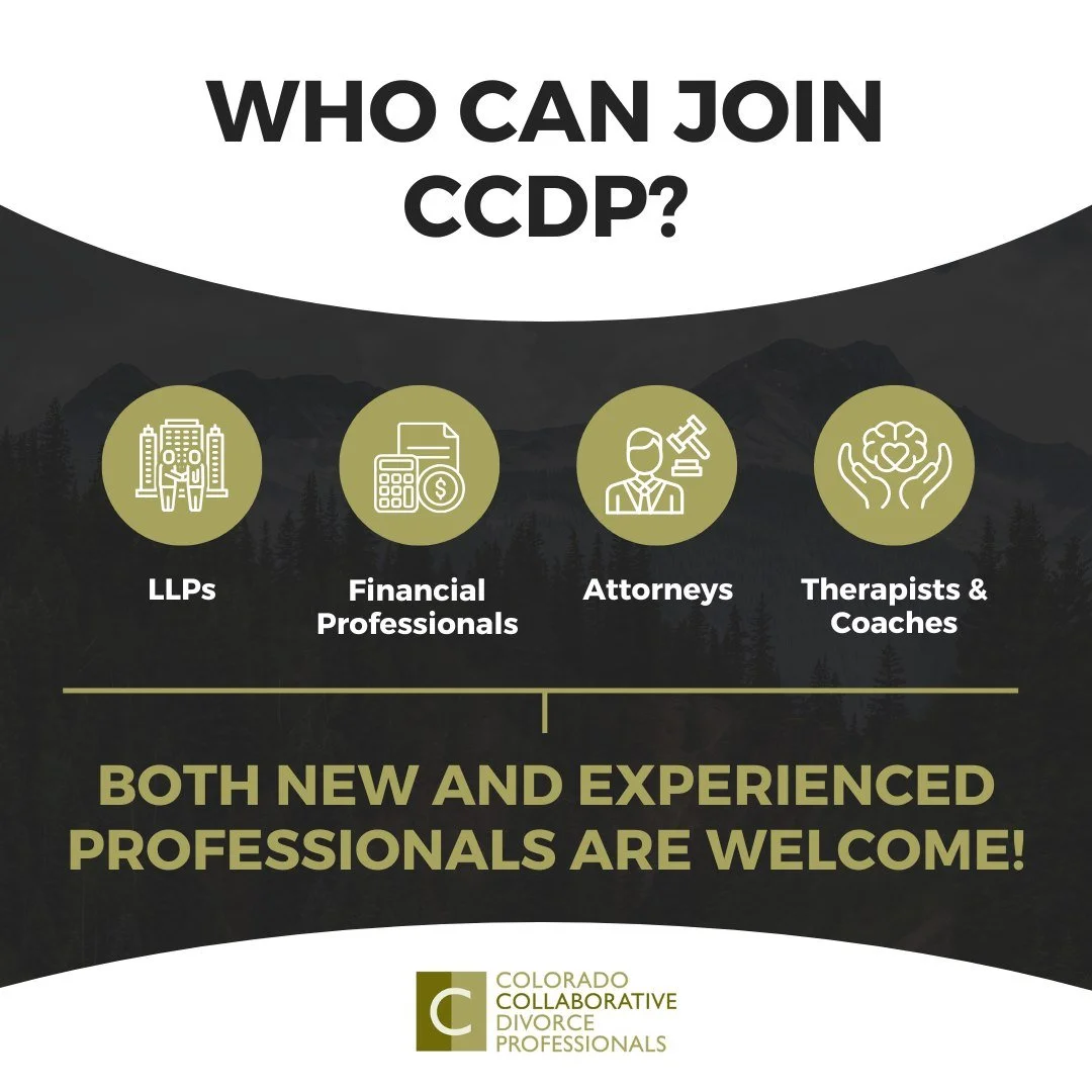 Calling all Colorado family law professionals! 🏔️ Whether you're an attorney, therapist, coach, or financial pro, there's a place for you in our community.

#familylaw #coloradolaw #divorceprofessionals #collaborativedivorce