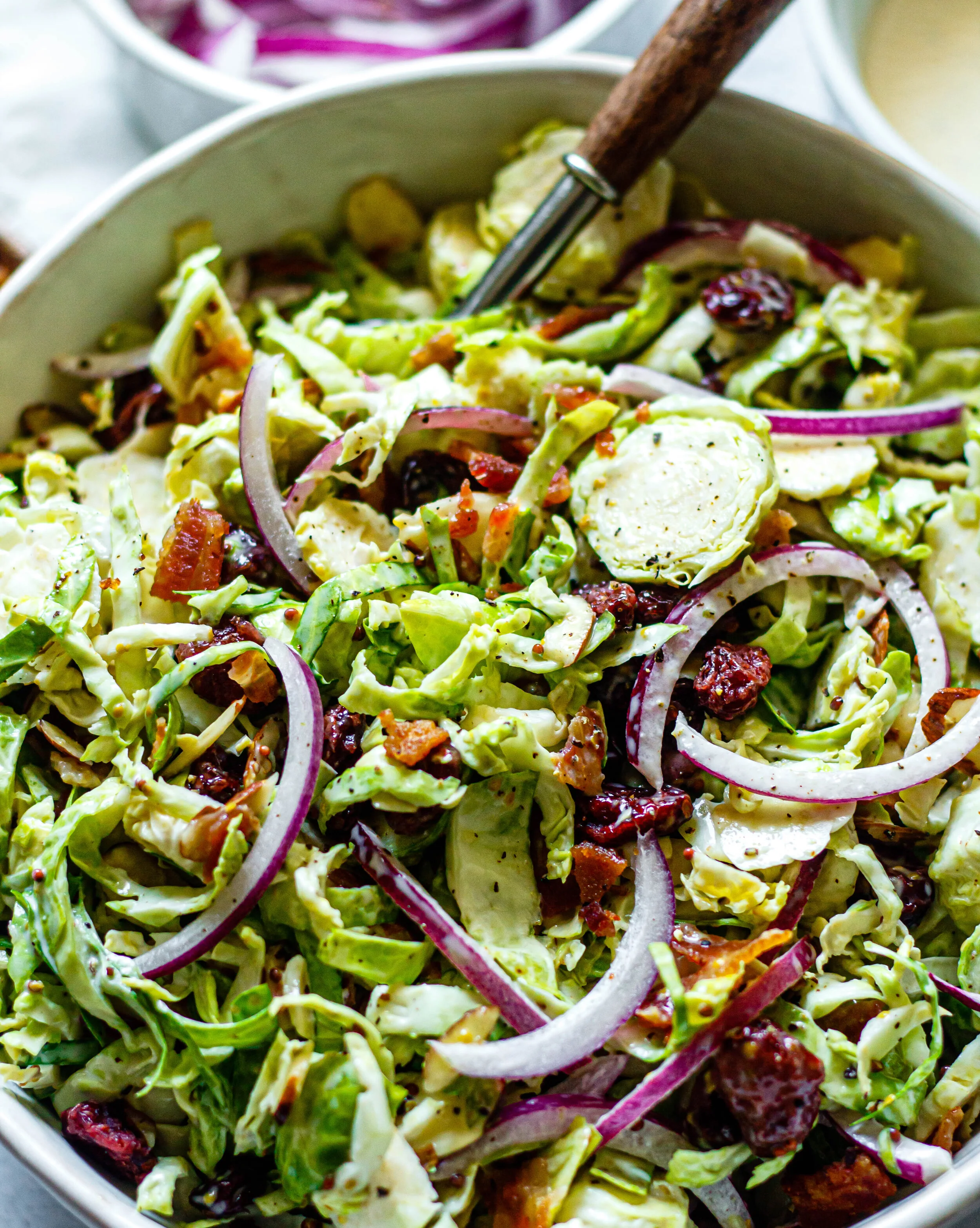 Shredded Brussels Sprouts Salad (Paleo, Dairy Free, Gluten Free)