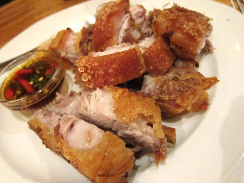 Lechon Kawali (Crispy Pork Belly) with Dipping Sauce and Garlic Rice