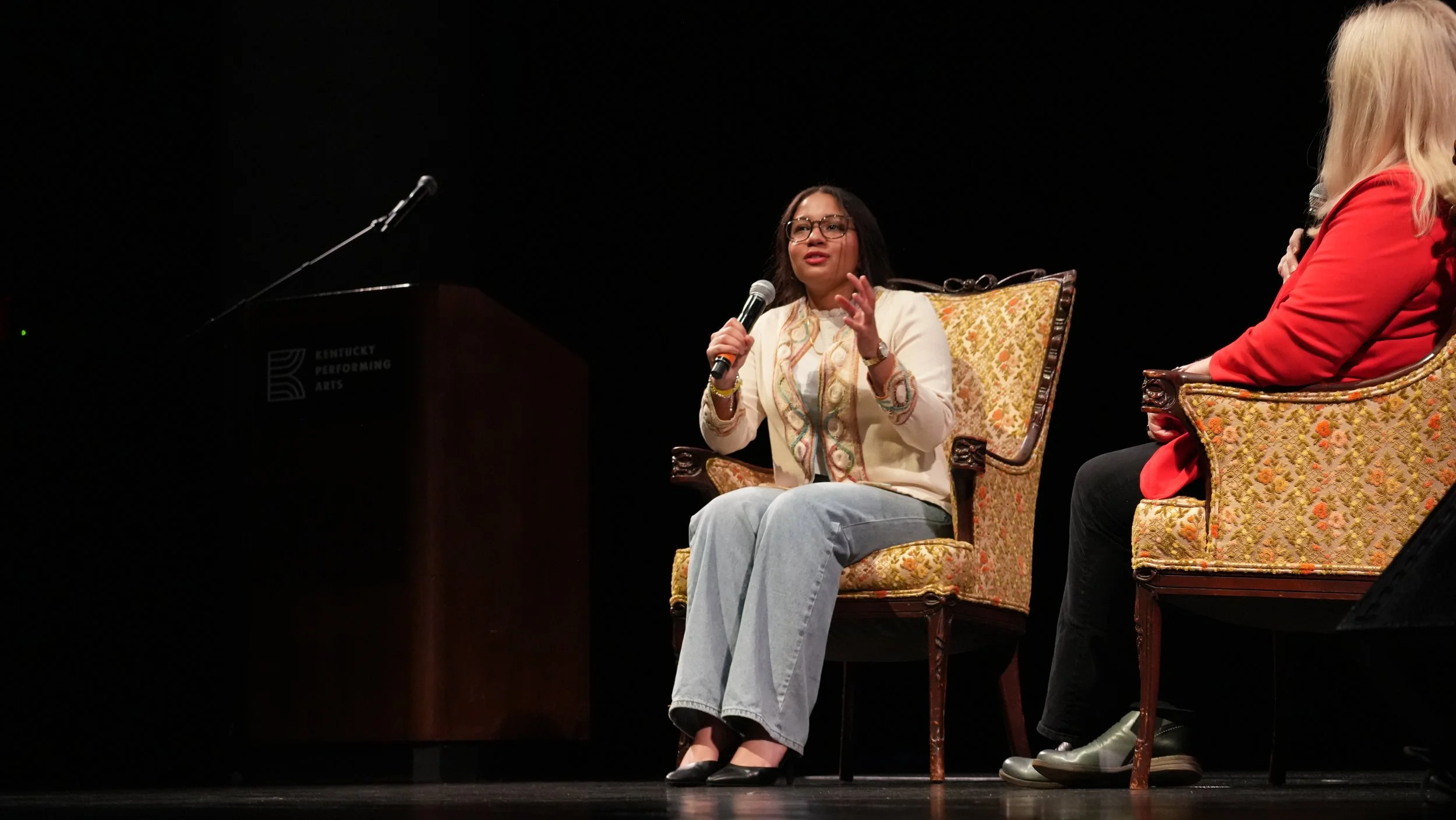  Luisa Sanchez &amp; Dreama Gentry onstage during the Long Conversation. Photo by M. Tyler McDaniel. 
