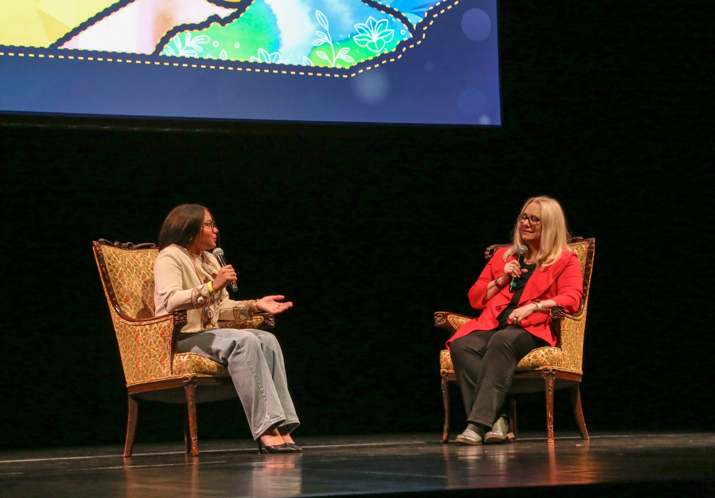  Luisa Sanchez &amp; Dreama Gentry onstage during the Long Conversation. Photo by Hannah Almon Matangos. 