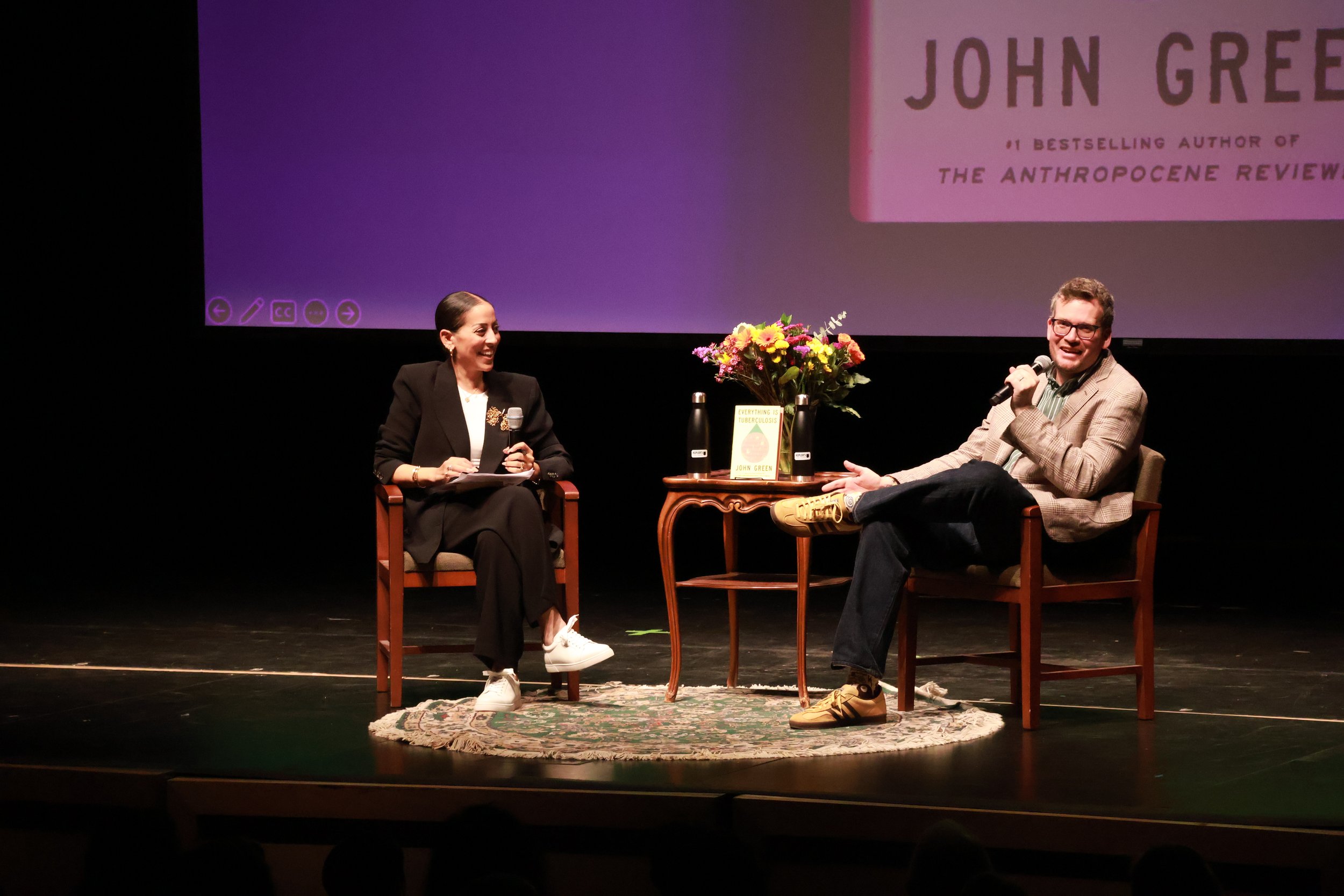 John Green with Jessica Malaty Rivera at Hillsdale Theatre in San Mateo