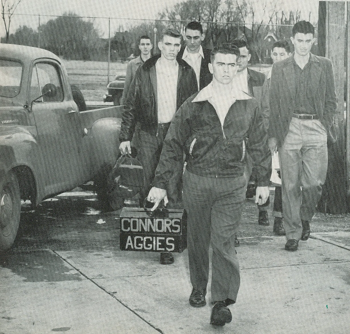 Basketball team on the road 1951