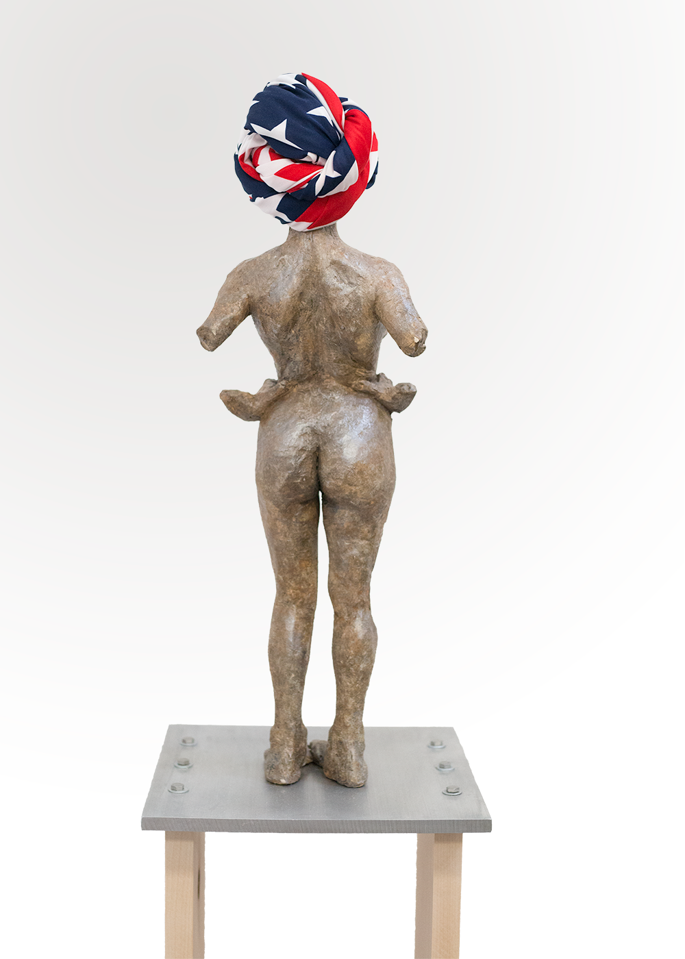 pledge of allegiance painted clay with fabric and metal 63 x 12 x 12