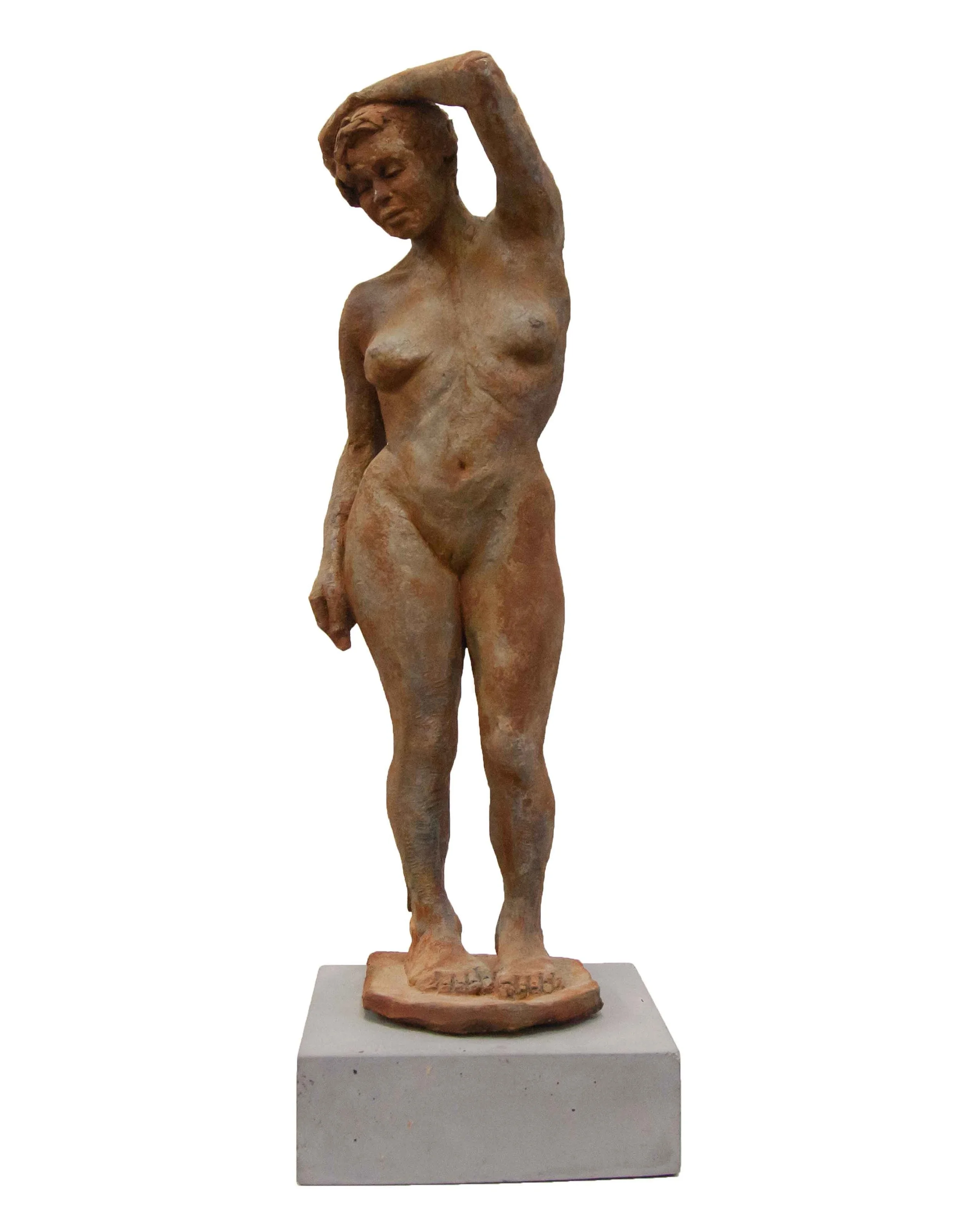Standing Figure High Fired Clay w/Rusted Patina 25” x 8.5” x 8.5”
