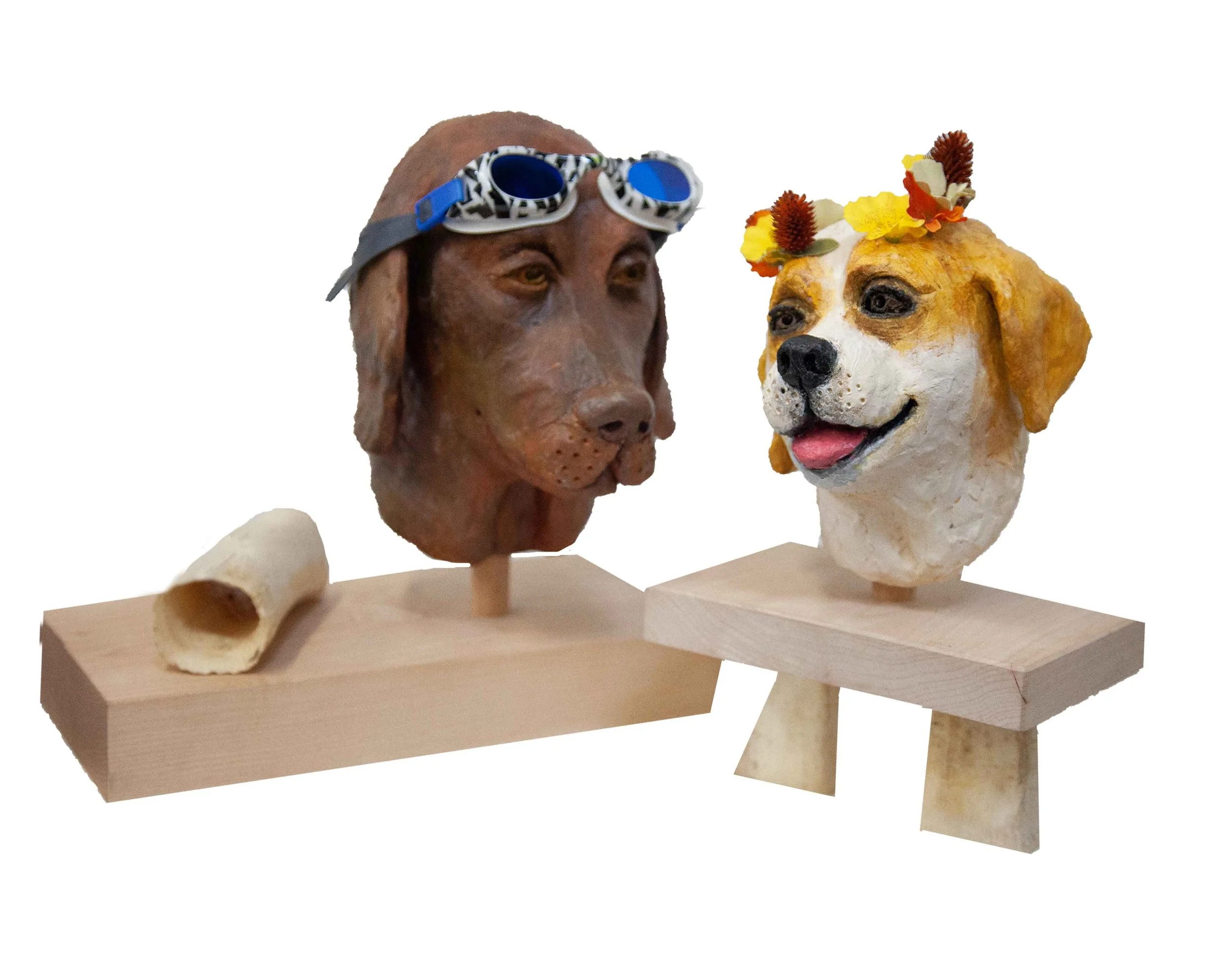 Mike & Miss Pikkel High Fired Clay w/Found Objects and Patina 10” x 12” x 4” High Fired Clay w/Found Objects/Bones 10” x 6” x 4”