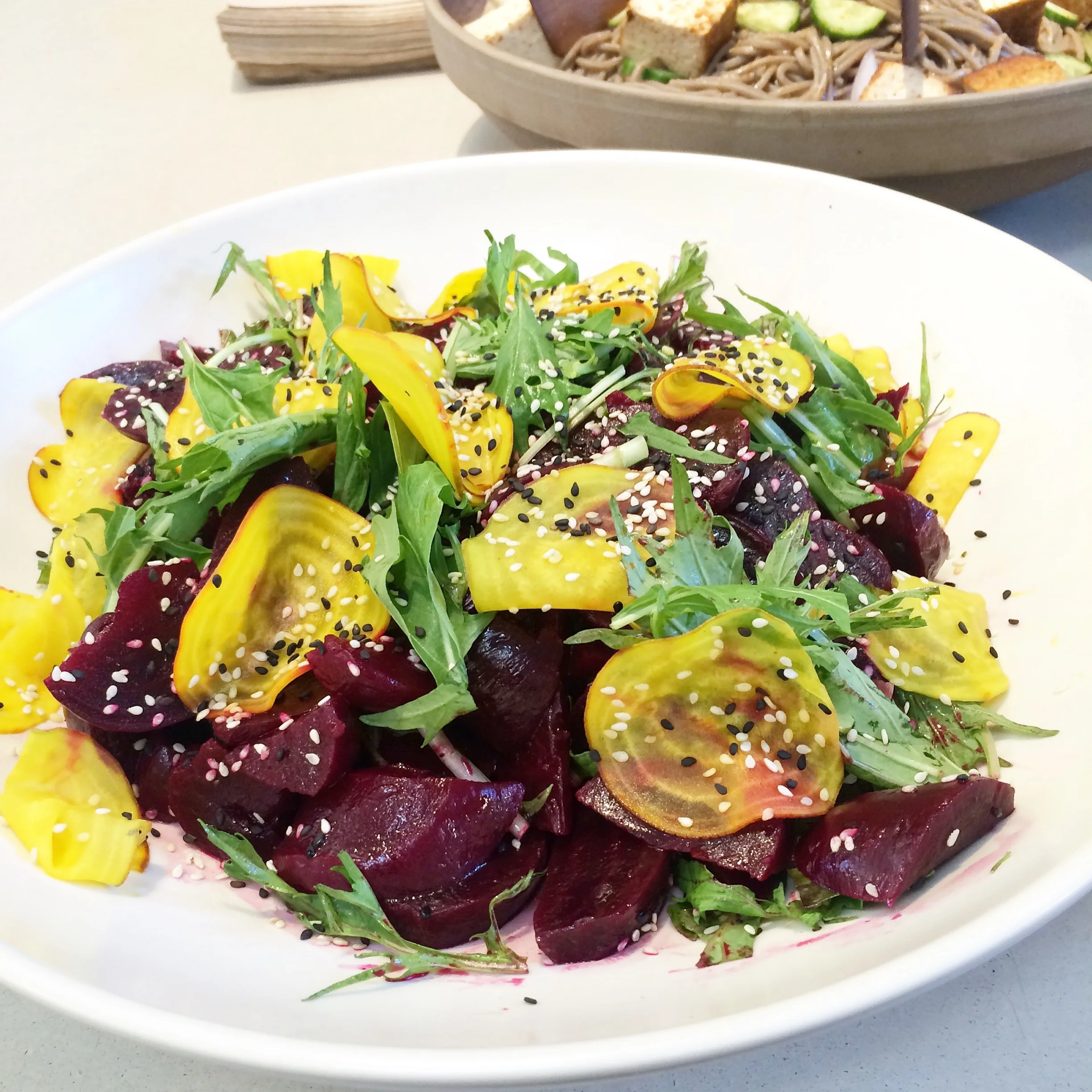 beet salad sesame arugula