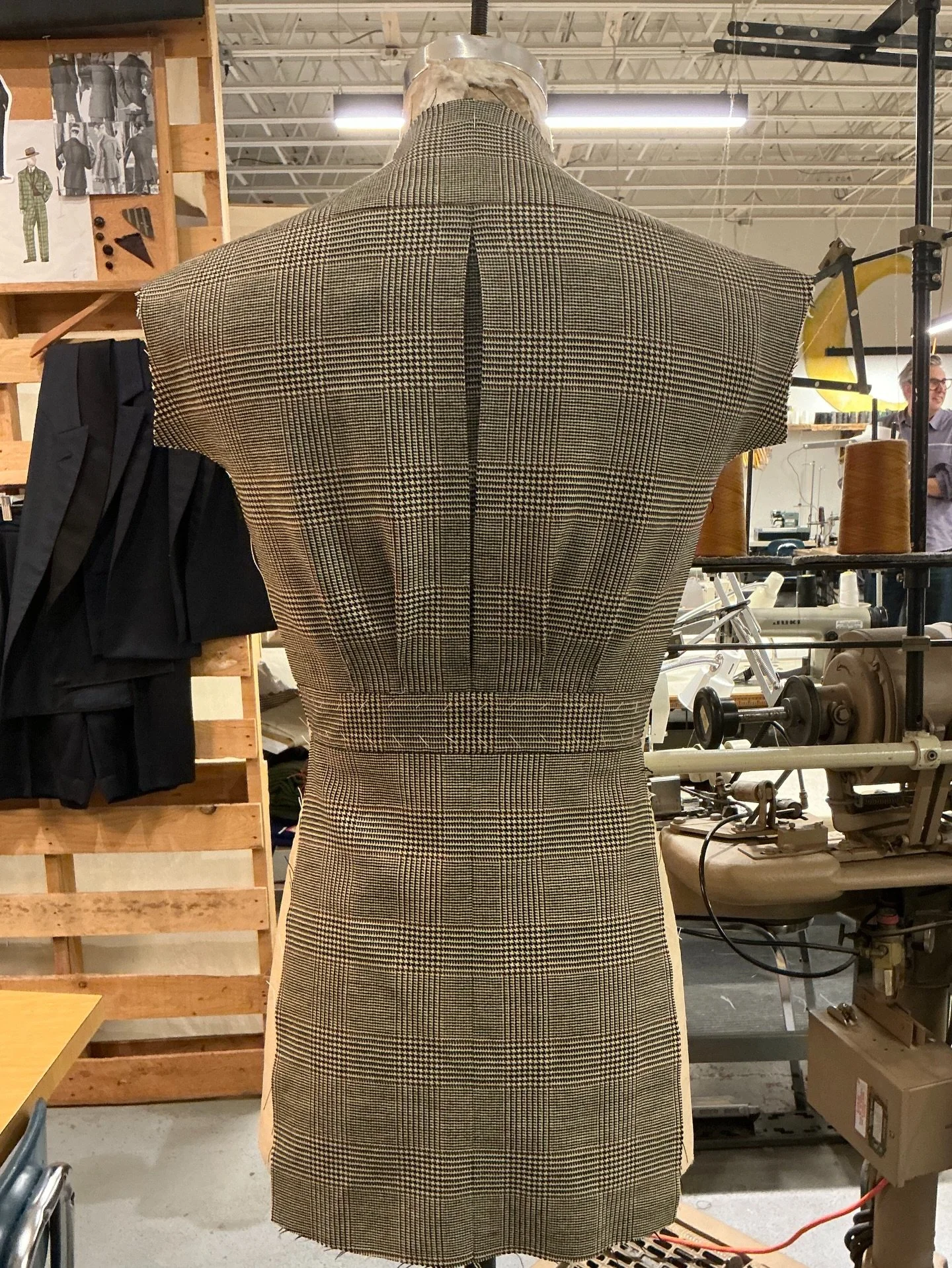 Today is all about plaid matching! We have this wonderful quality glen check from our Ruby Room, and we&rsquo;re making it up in a late 50s inspired Norfolk. We particularly love the details in the back with the pleating, sewn-in belt, large action p