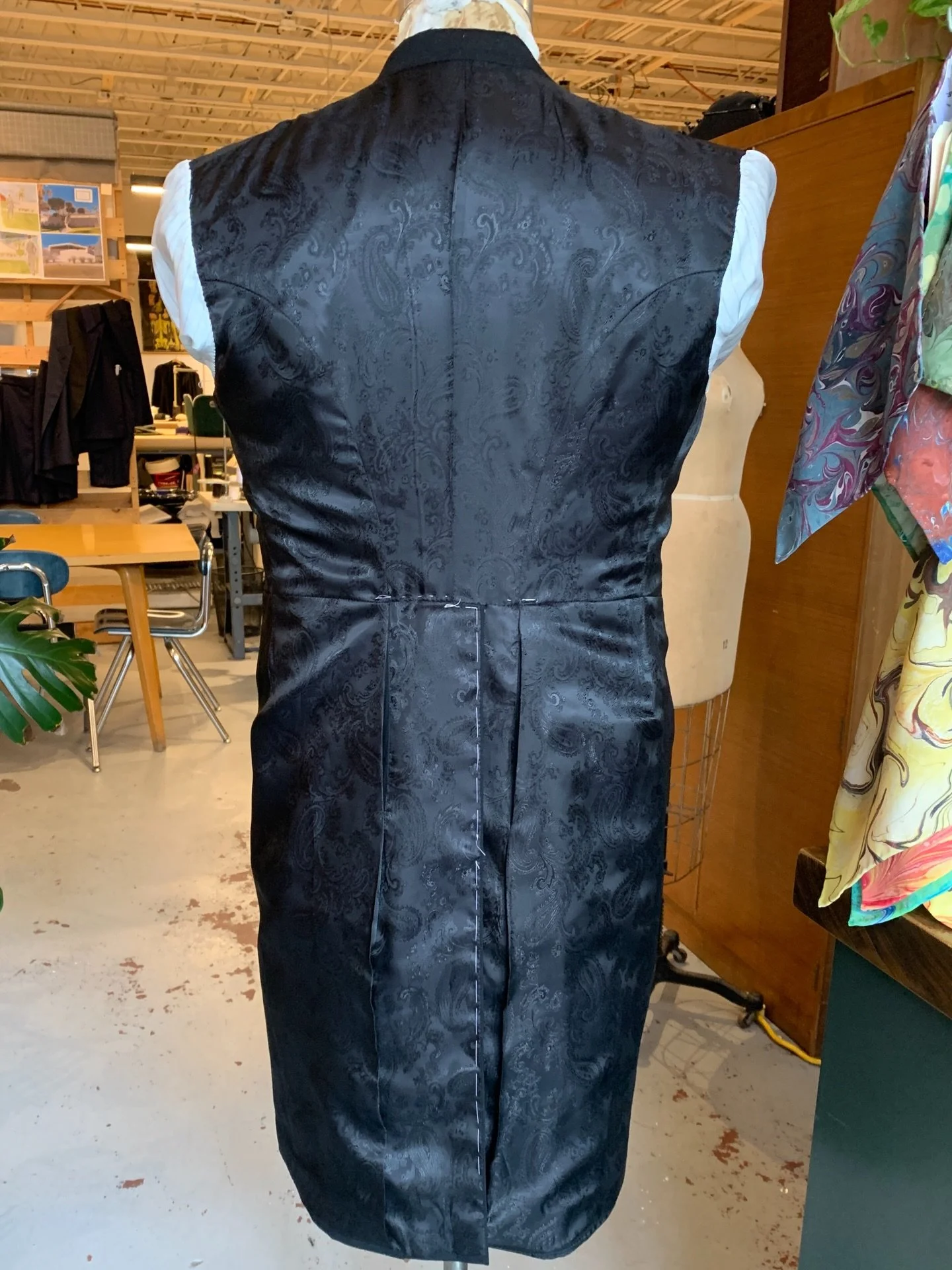Something special is being made in the studio right now! Here&rsquo;s a sneak peek at the inside of a morning coat. Morning coats or tails typically do not have outside pockets other than breast pocket, to achieve a smooth silhouette. Instead, they f