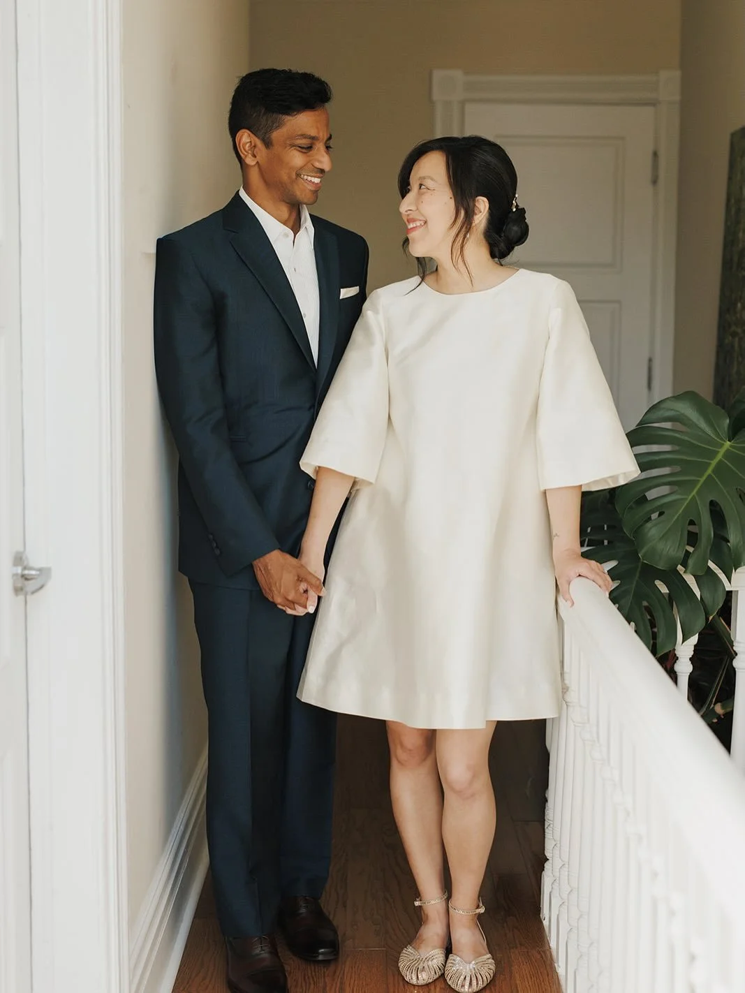 Sometime we get the pleasure of dressing both to-be-weds. Nimod came to us first and we made him this crisp wool mohair suit. In wonderful turn of events we also made Jennie&rsquo;s silk and cotton dress. Congratulations Jennie and Nimod it was such 