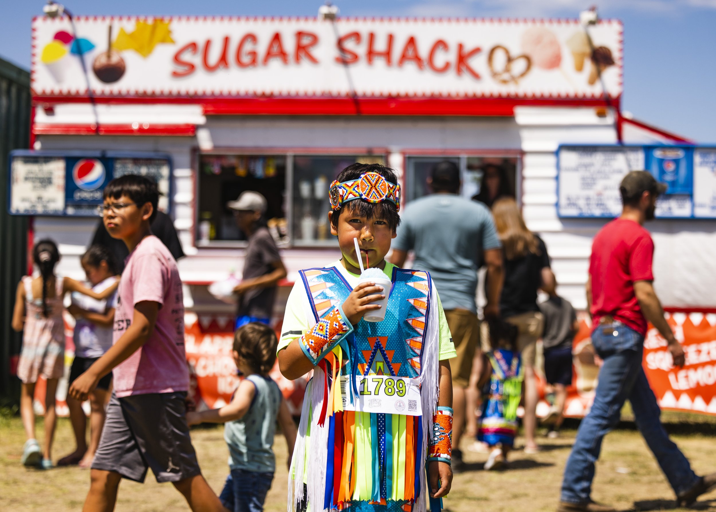   Marlin Cleveland, 6, wore an outfit similar to his father’s to participate in the Junior Fancy Dance competition.  