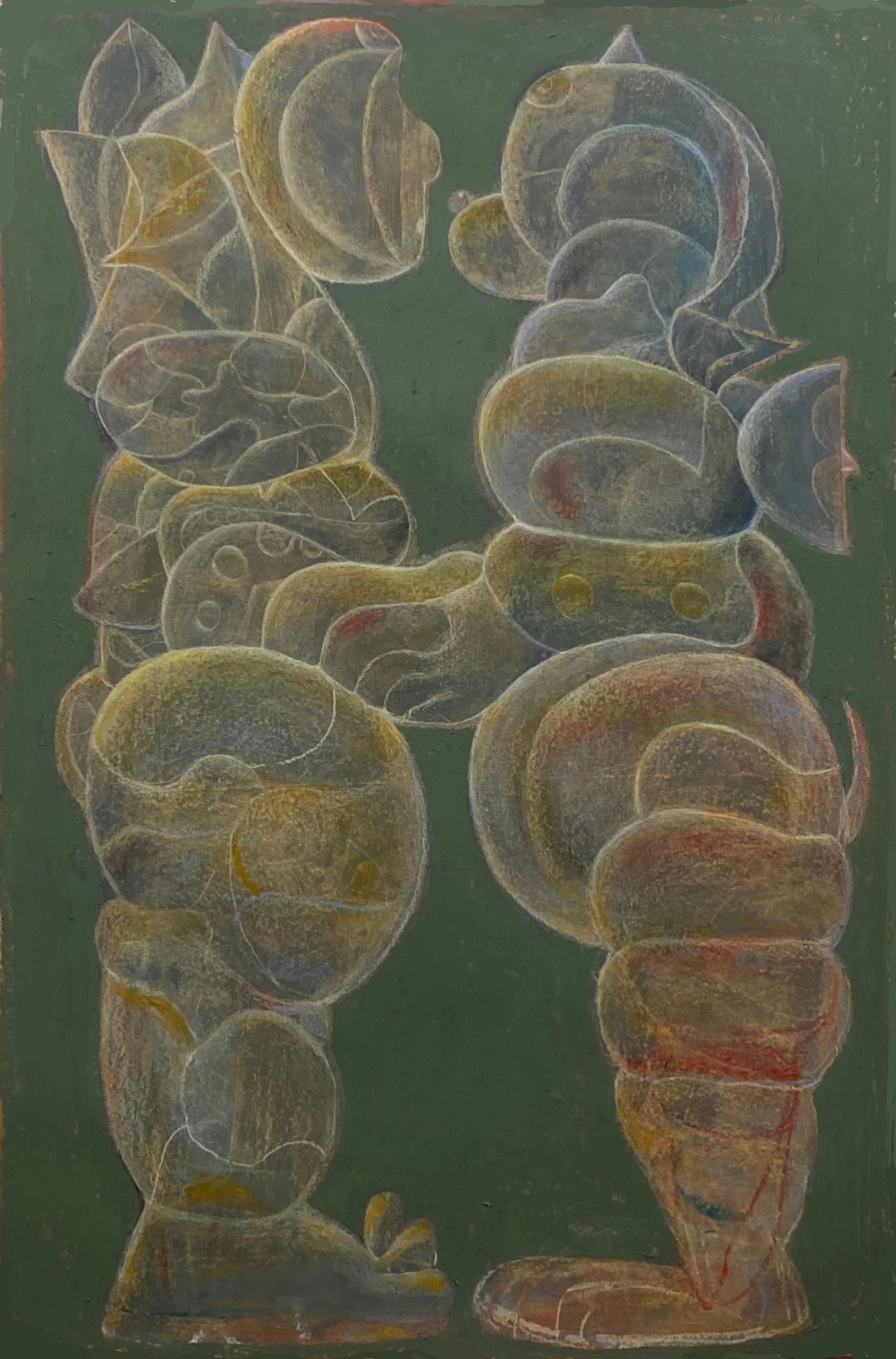 Embrace, oil pastel on paper, 40x26, 2025