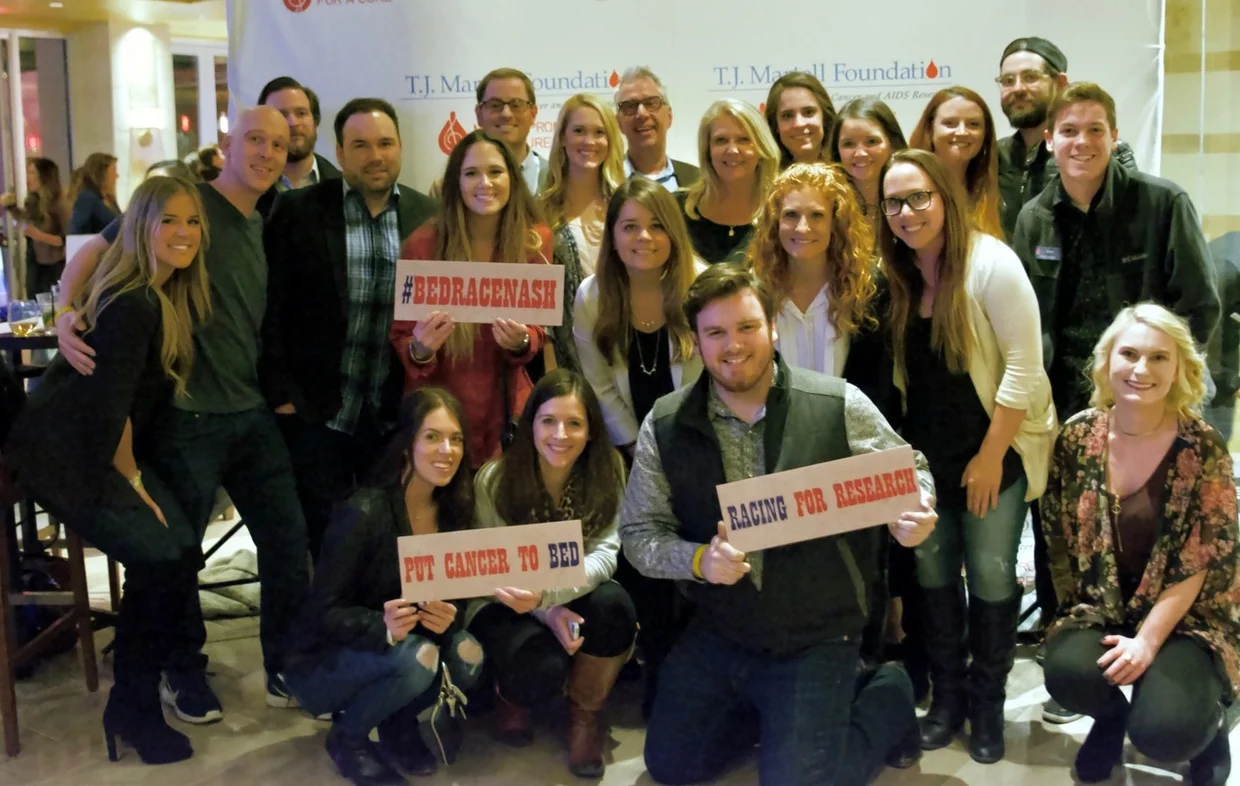 L to R (Back): Lexia Chamryk, Country Thunder; Nick Miller, WME; JD McCorkle, Billions; Nate Ritches, Morris Higham Management; co-chair Justin Cahill, CAA; Elyse Wiser, Wortman Works; Mark Turcotte, MWC Media; Tinti Moffat, T.J. Martell Foundation;…