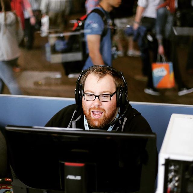 Old man screams at computer. #paxwest2016