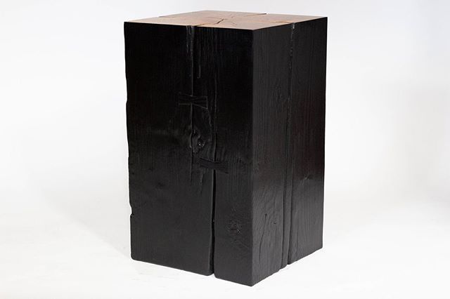 Available now: Chunk Stump No. 5 (of 5); Limited Collab // Solid maple wood block, charred blackened finish, hand cut bow ties, raw maple contrast top/blackened bottom (or put your thing down, flip it and reverse it &mdash; Ti esrever dna ti pilf, nw
